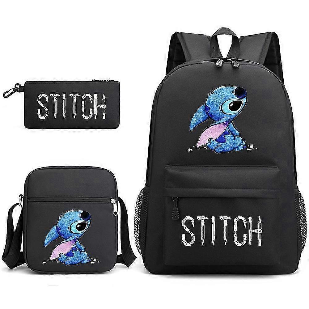 Lilo Stitch Printed Backpack Casual Student School Bag Three-piece Set