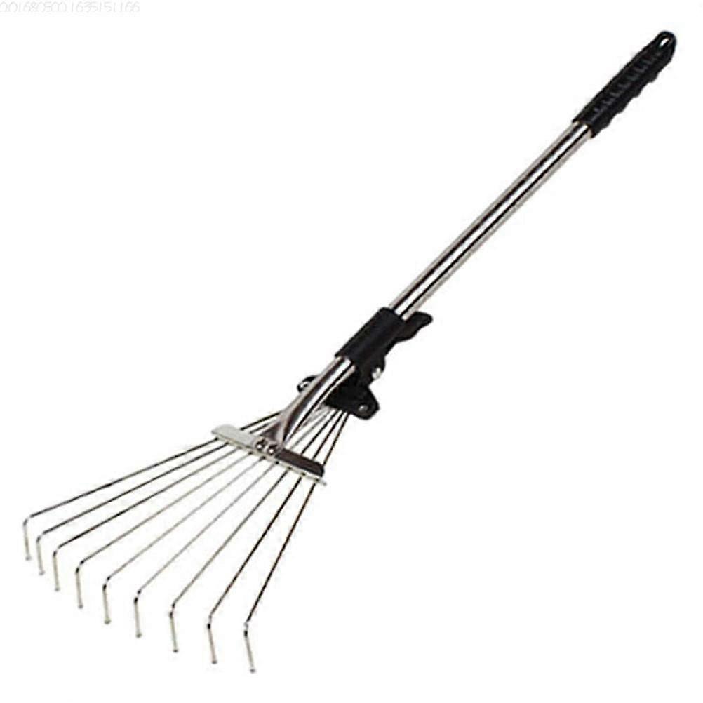 Adjustable Alloy Telescopic Metal Garden Leaf Rake, 22" to 29" Multi-Tooth Design for Lawn and Yard Cleanup