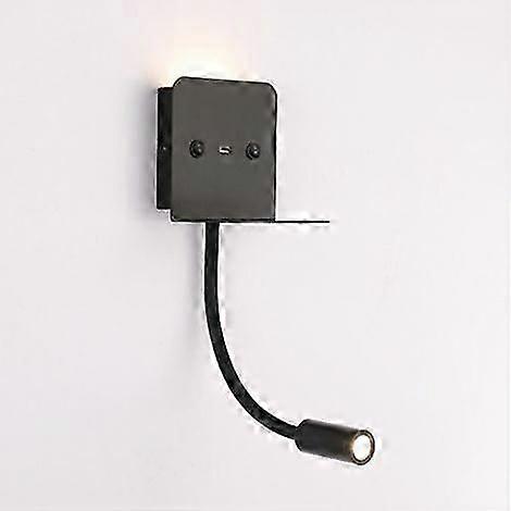3W LED Wall Light + Reading Light with USB Port Black-Black