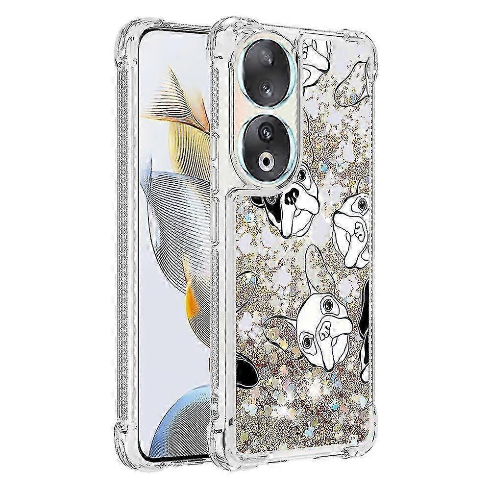 Yalo TPU Protective Phone Cover with Glitter Floating Liquid Pattern Printing for Honor 90