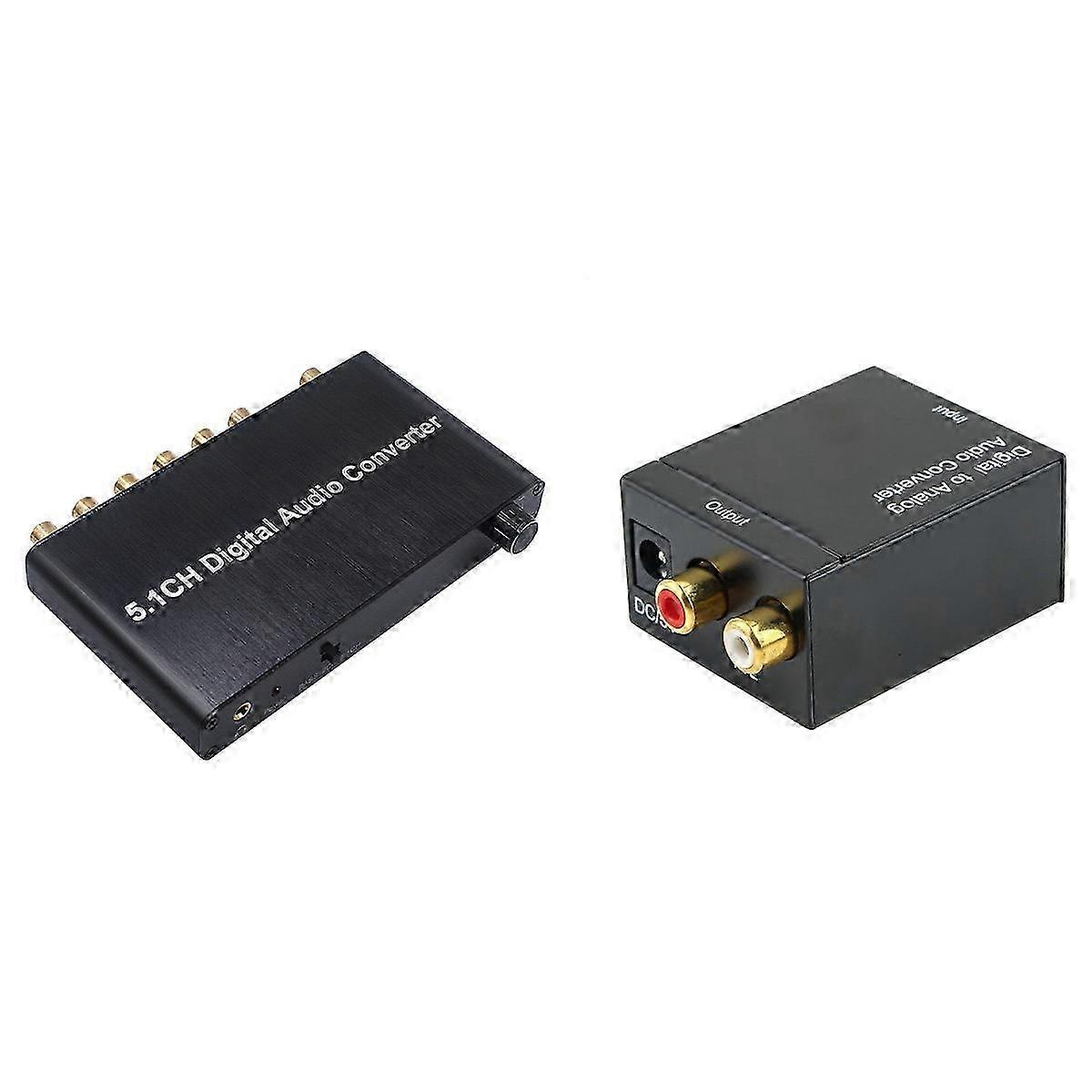Digitaler optischer Toslink SPDIF Koax auf Analog Cinch o Konverter Adapter mit Kabel mit 5.1CH Digi