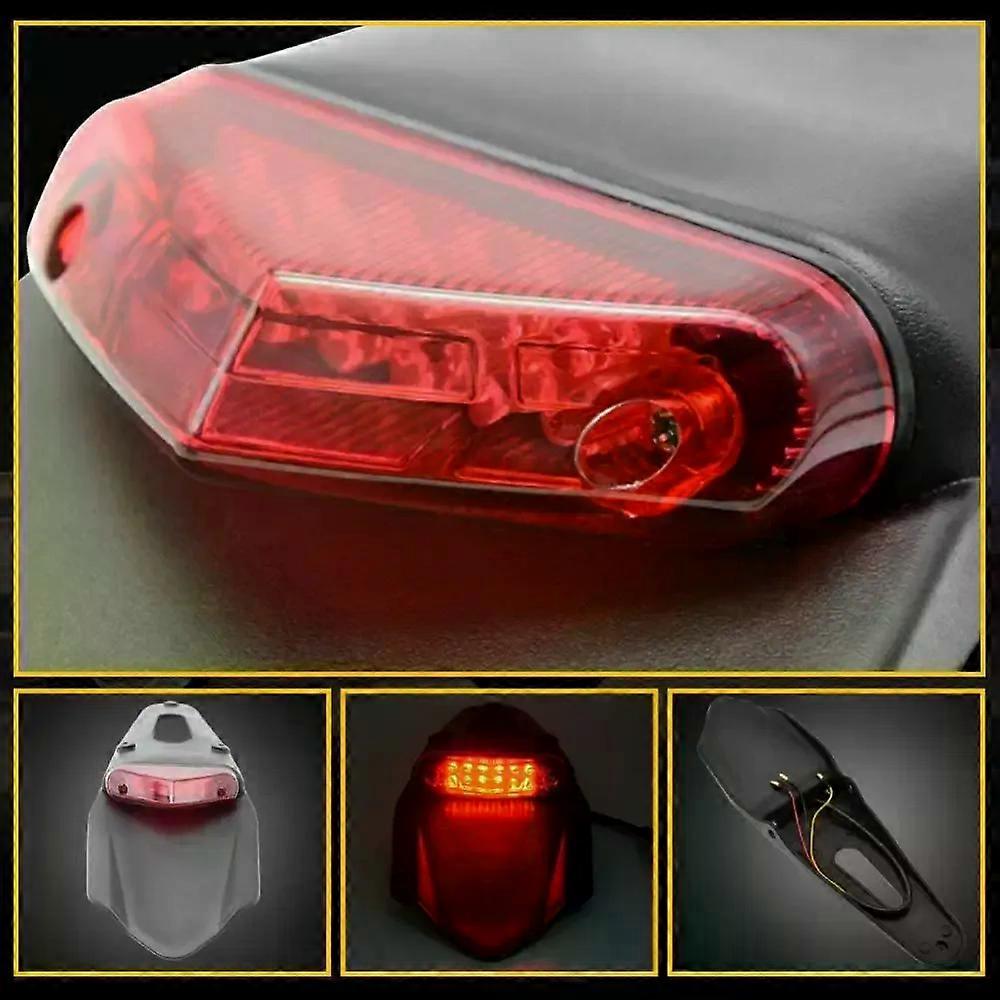 Support De Plaque D'immatriculation Arrière Pour Moto Enduro/motocross - Avec Feu Stop LED Rouge 12V Universel - Étanche, Léger, Montage Facile Sous Aile Arrière - 3