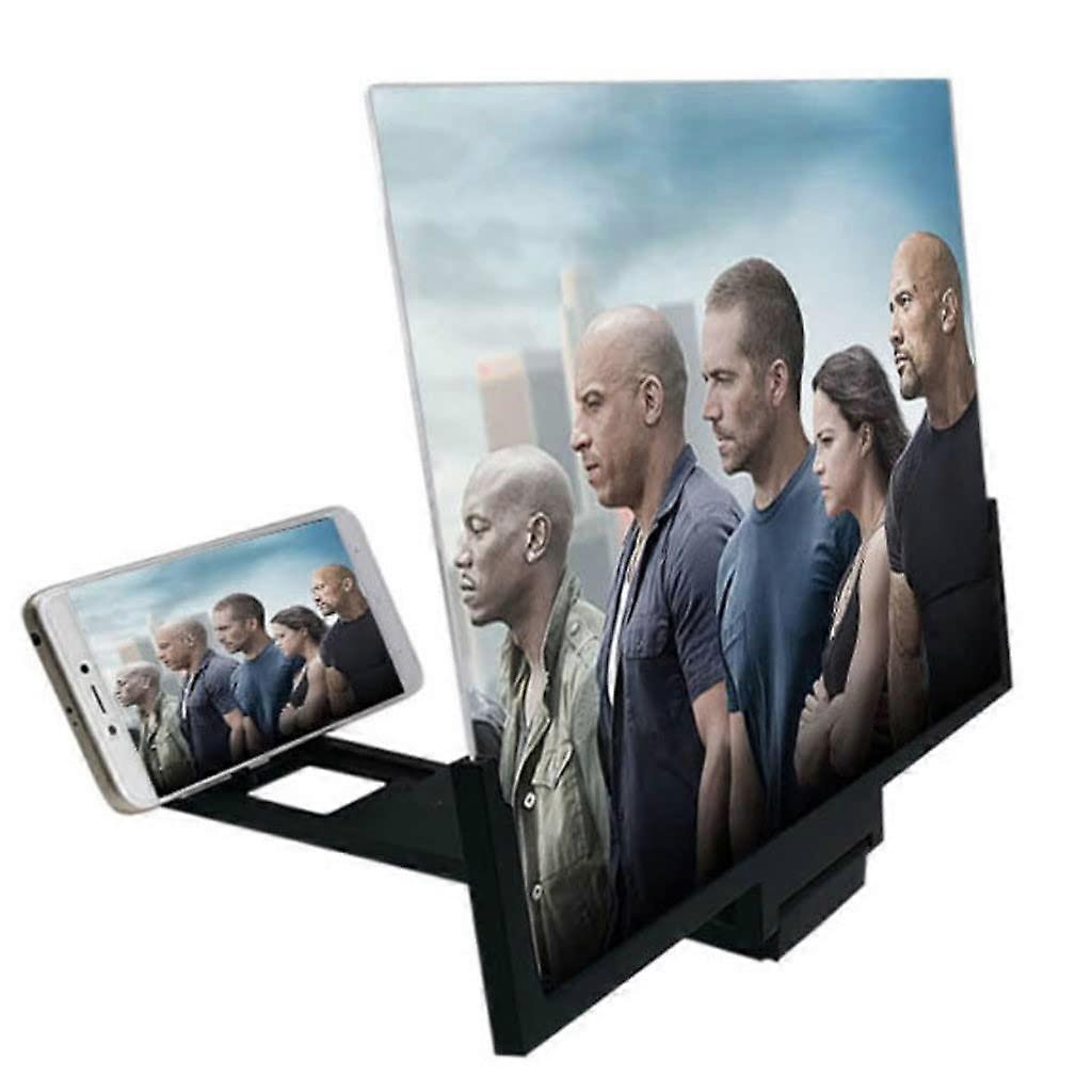 14 Inch Mobile Phone Screen Amplifier, 3D HD Projector with Foldable Holder for Smartphones, Black Color, Compatible with All Models