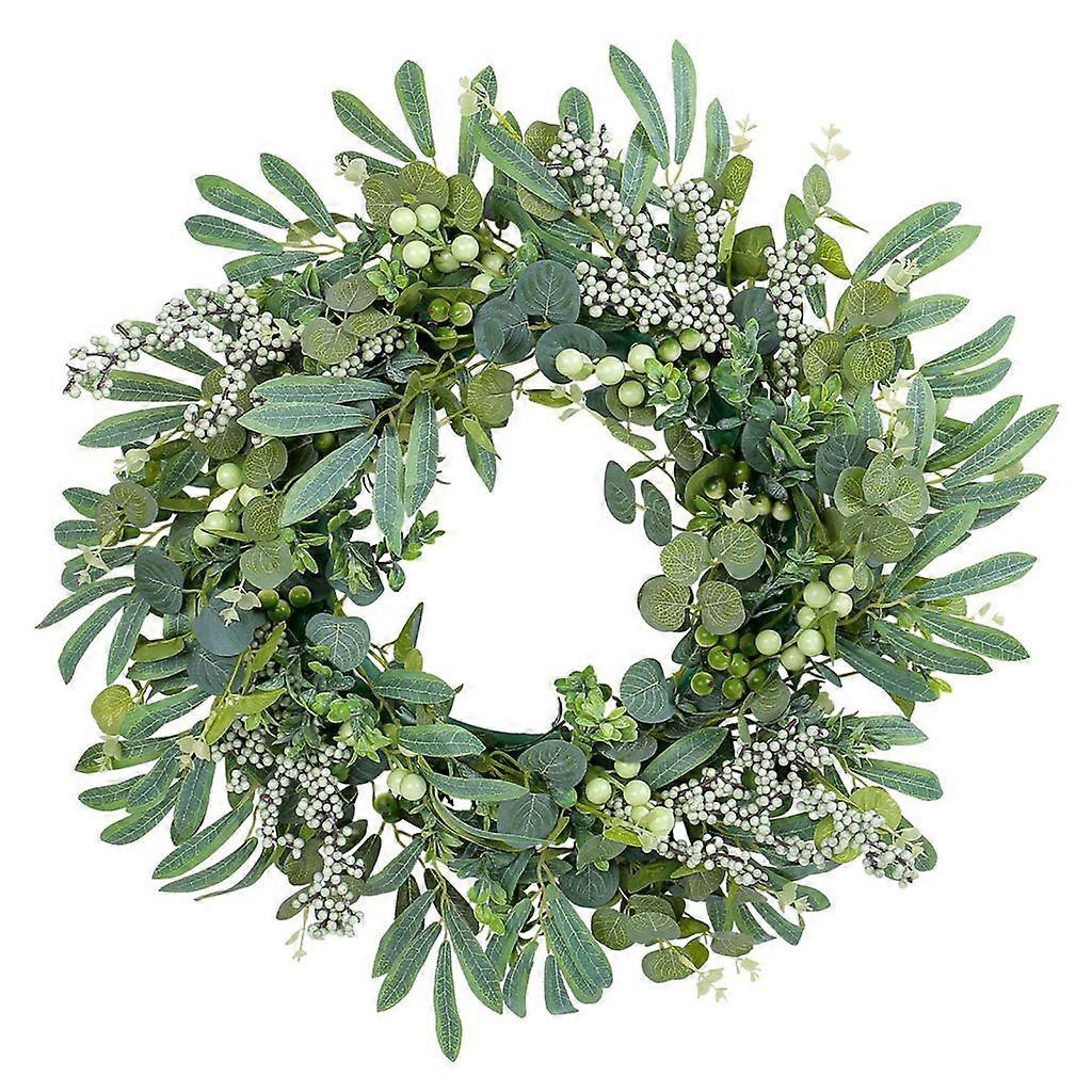 Spring Wreath Simulation Leaf Wreath with Berries for Front Door