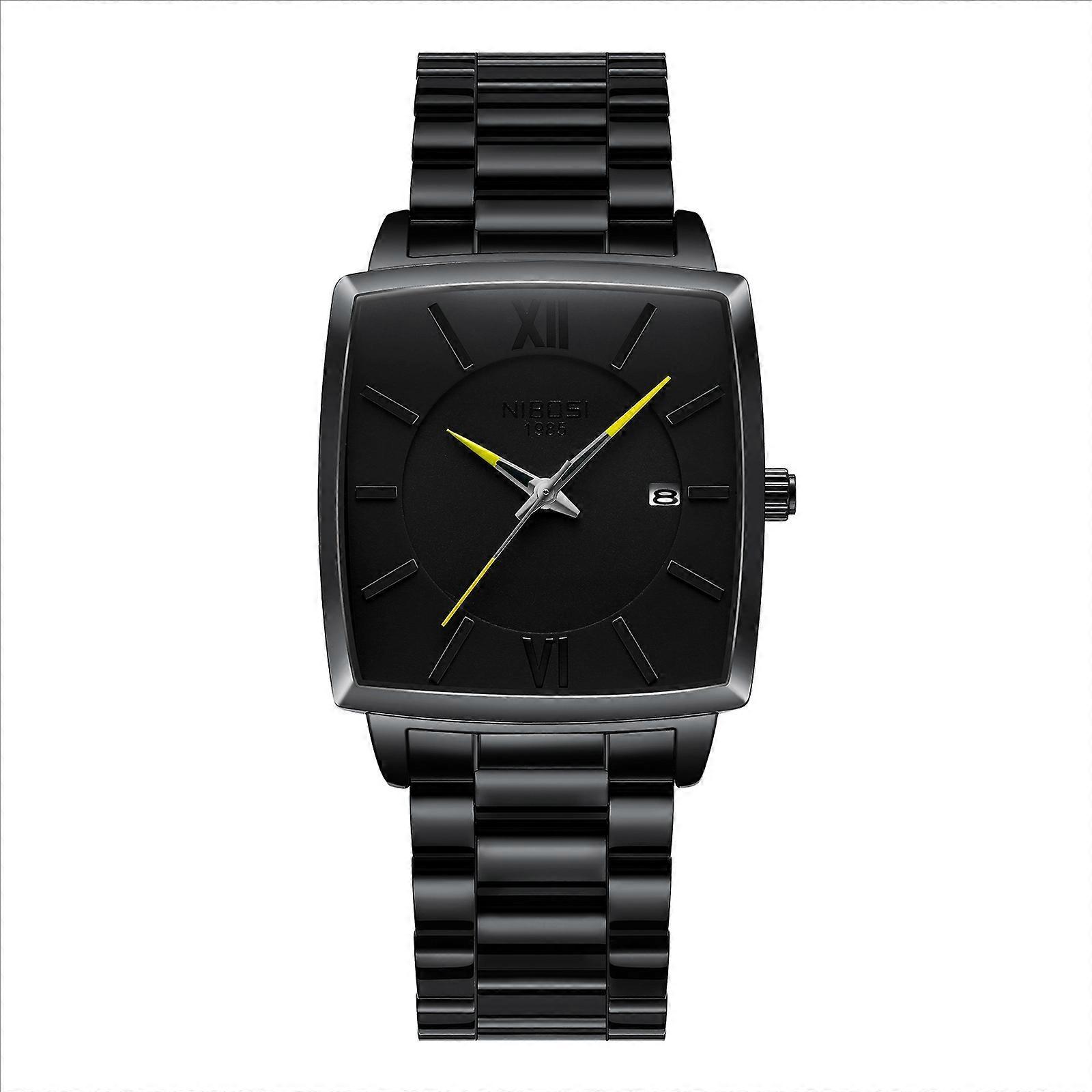 Professional Office Men's Watch, Brushed Metal Bracelet, Date Function, Splash-Resistant