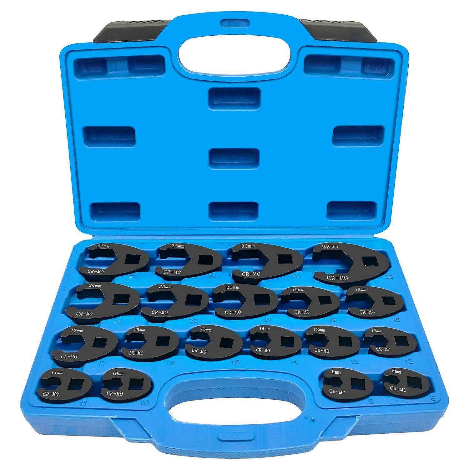 3/8 and 1/2 Inch Drive Jumbo Crowfoot Flare Nut Wrench Set, 19 Pc, 8-32 Mm, Metric, For 3/8 In And 1/2 In Drive Ratchets