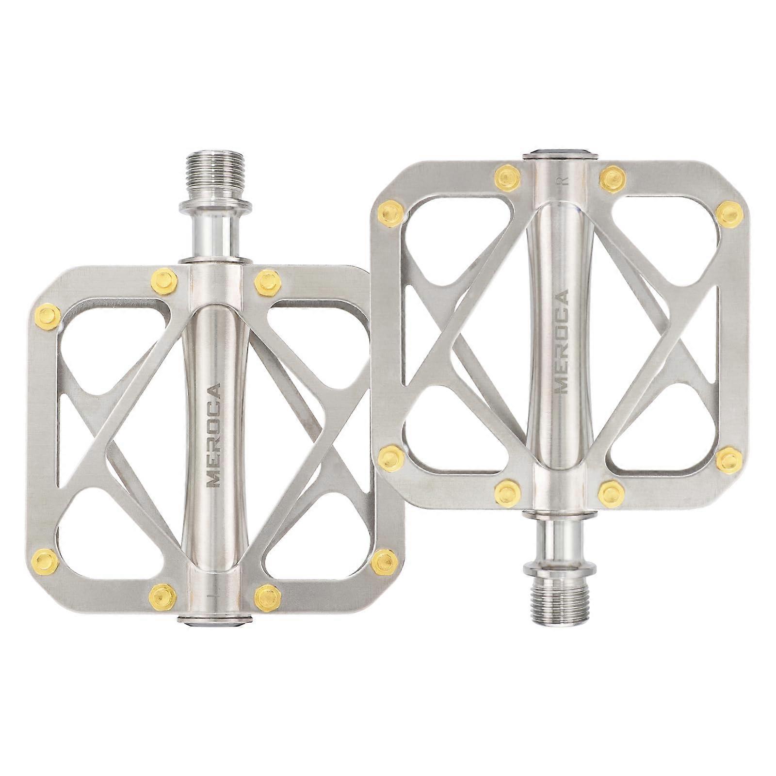Mountain Bike Pedal Full Titanium Body Road Bike Pedal Large Platform Pedal with 3 Sealed Bearing AntiS Pedal Bicycle Pedals of 9/16 inch