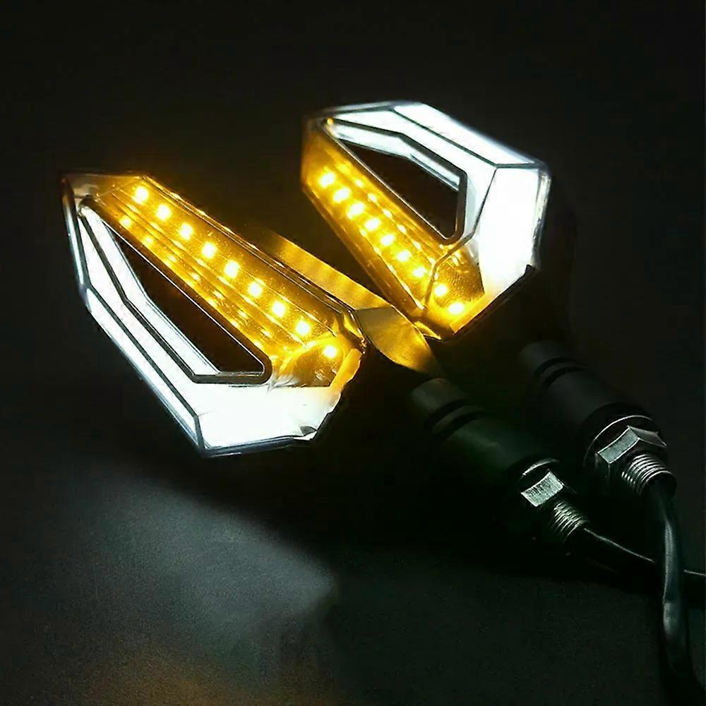 A pair of Universal LED Motorcycle Turn Signal Light 12V IPX-6 Waterproof Daytime Running Lights Indicator Blinker Lamp