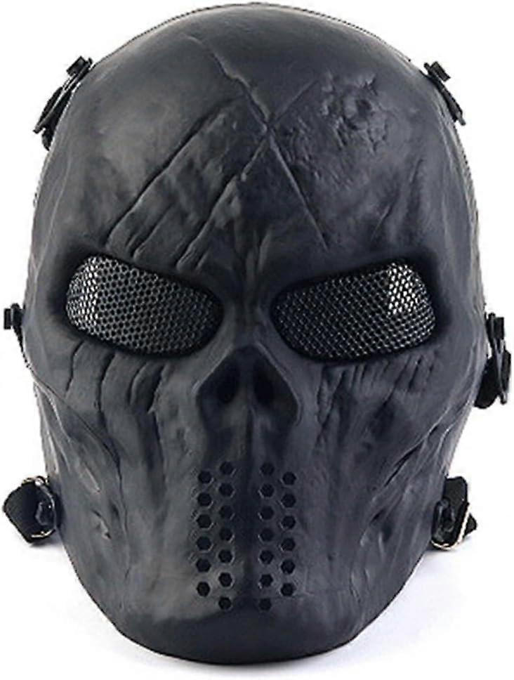 Airsoft Mask Skull Design - Tactical Protective Mask for Paintball, Outdoor, Halloween and Cosplay - Adjustable, Breathable, Robust Universal and