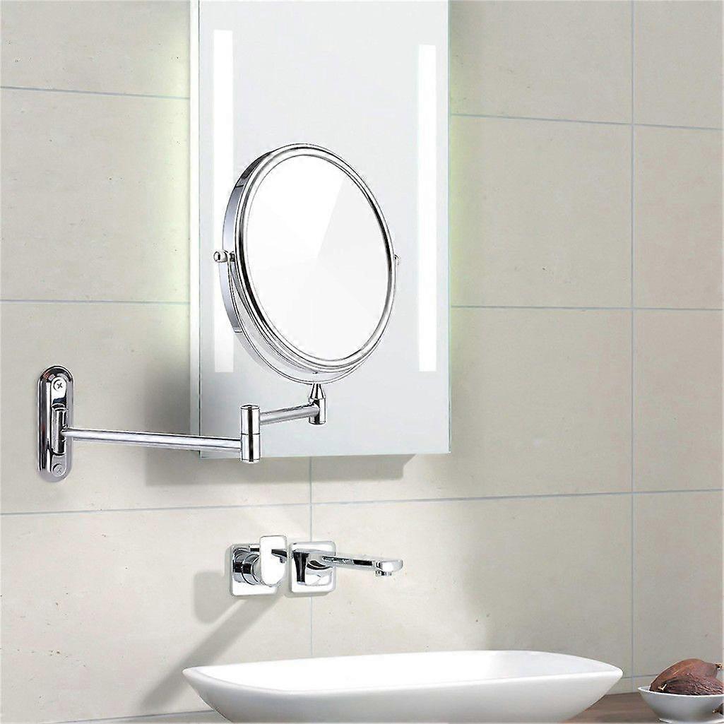 Bathroom Magnify Wall Mount Adjustable Chrome Round Mirror
