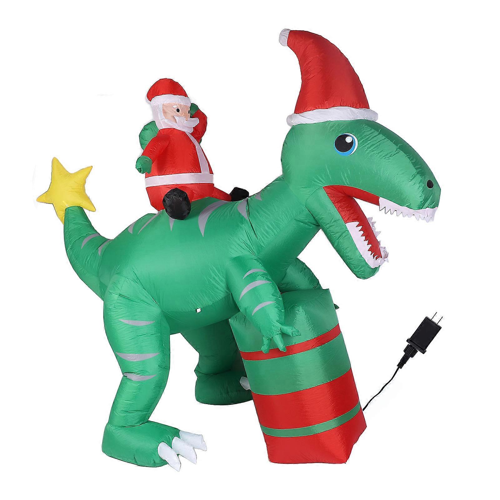 7.87ft Inflatable Santa Ride On Dinosaur Build in LED Lights Blow Up Xmas Decorations for Outdoor Yard Garden Lawn Holiday Party Decor