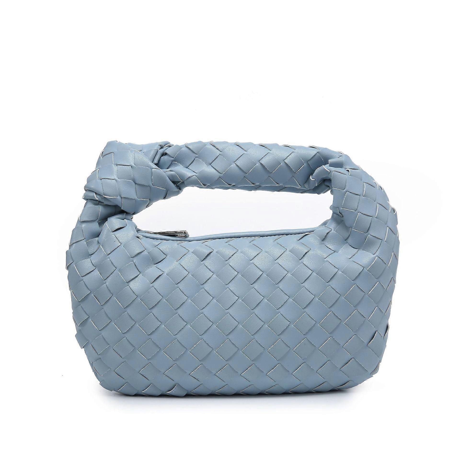 حقيبة يد زرقاء أنثى صغيرة حقيبة صغيرة منسوجة يدويا