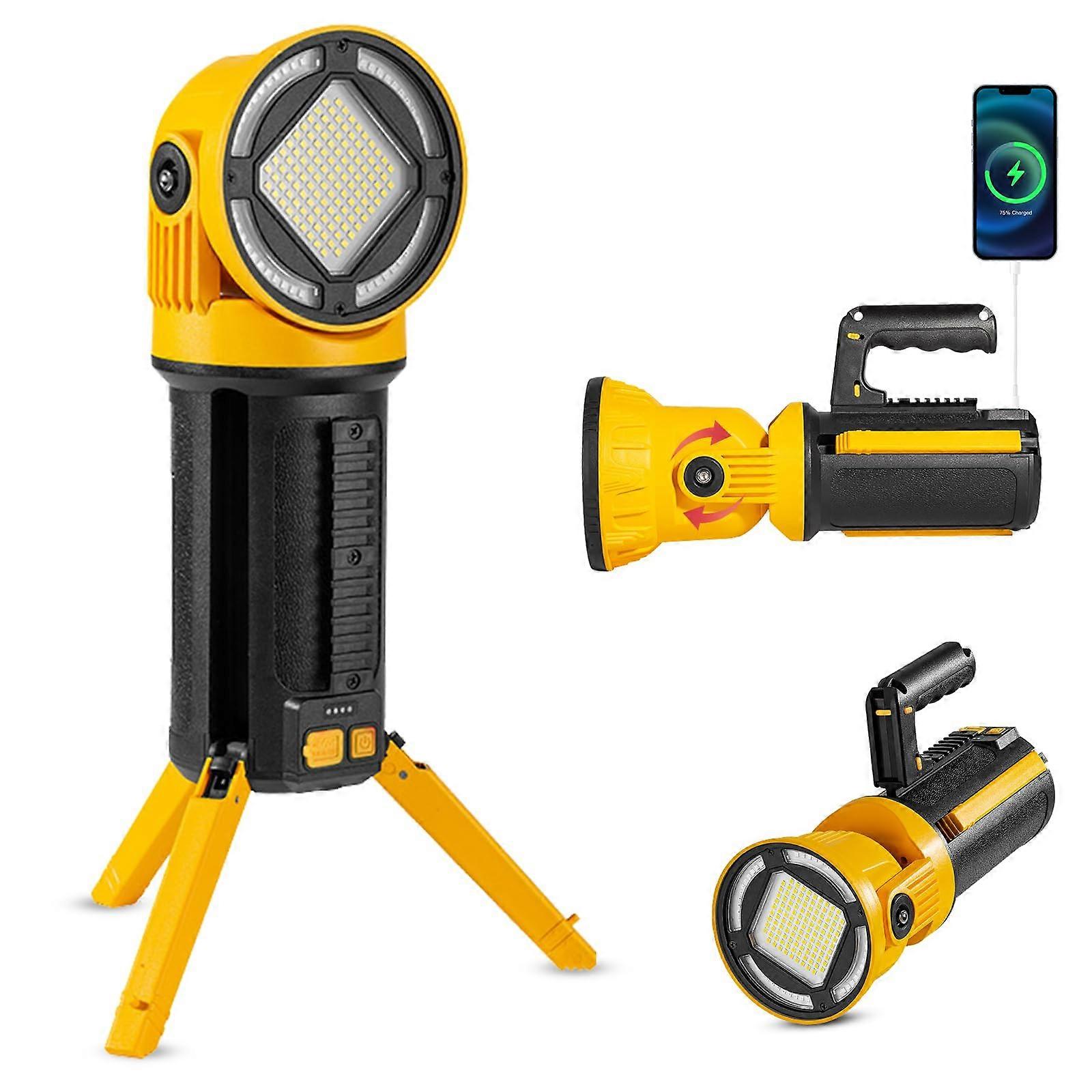Rechargeable Work Light 10000LM LED Flood Light with Detachable Handle, Foldable Stand, IPX5 Waterproof for Garage Camping Emergencies