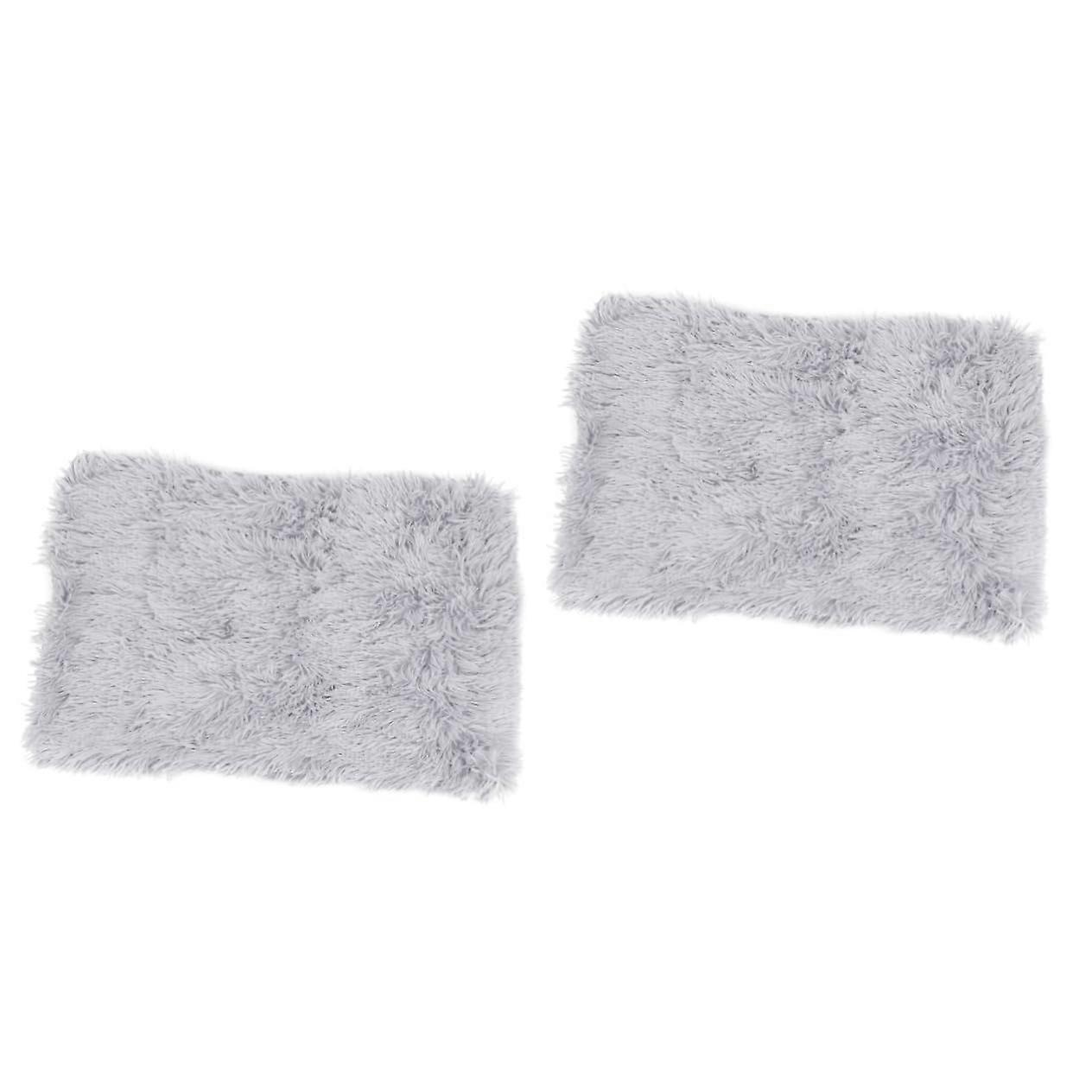2 Pcs Plush Pet Blanket Double Layer Dog Cat Warmth Sleep Mat for Pets Ligh Grey