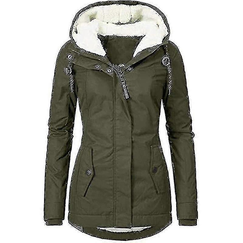 Women's Winter Women's Jacket Solid Colour Patchwork Pocket Zip Long Sleeve Padded Jacket