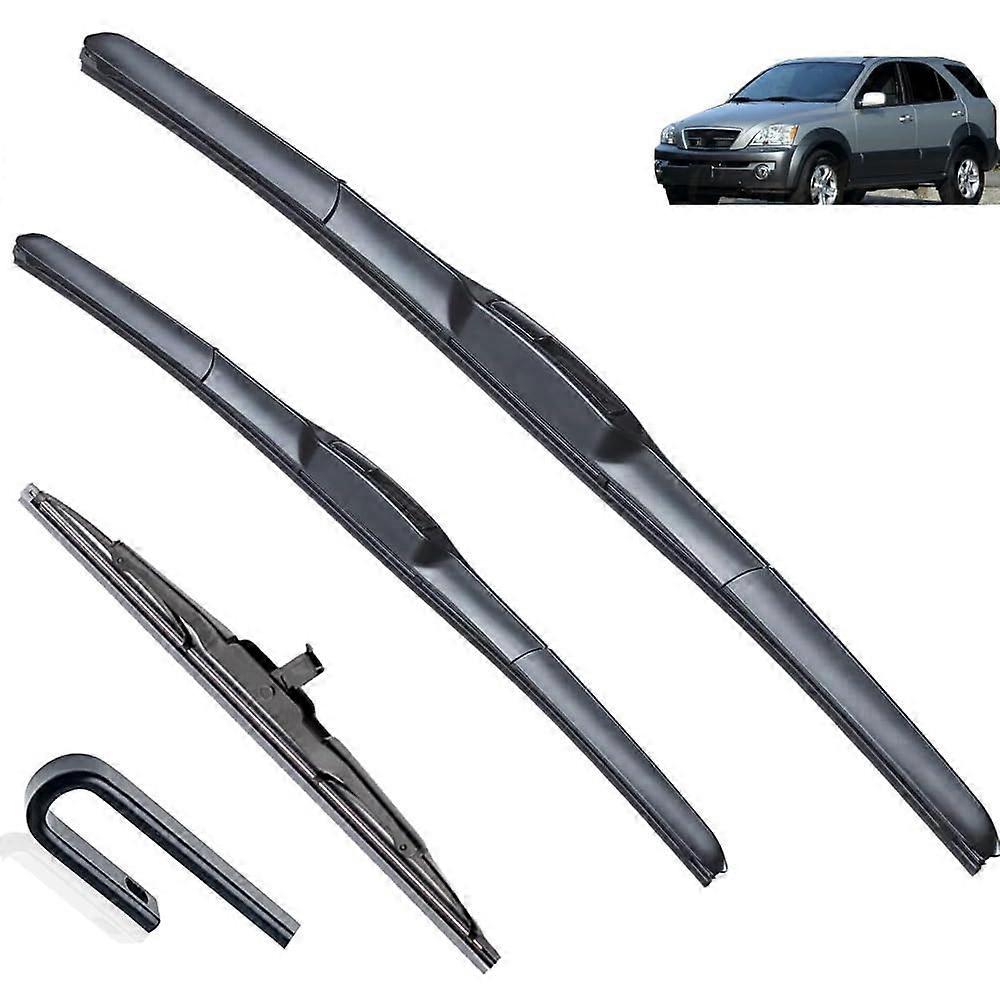 Auto Wiper Blades for Kia Sorento MK1 2002-2009 Front Rear Soft Rubber Windscreen 24" 18" 14" Compatible Wipers