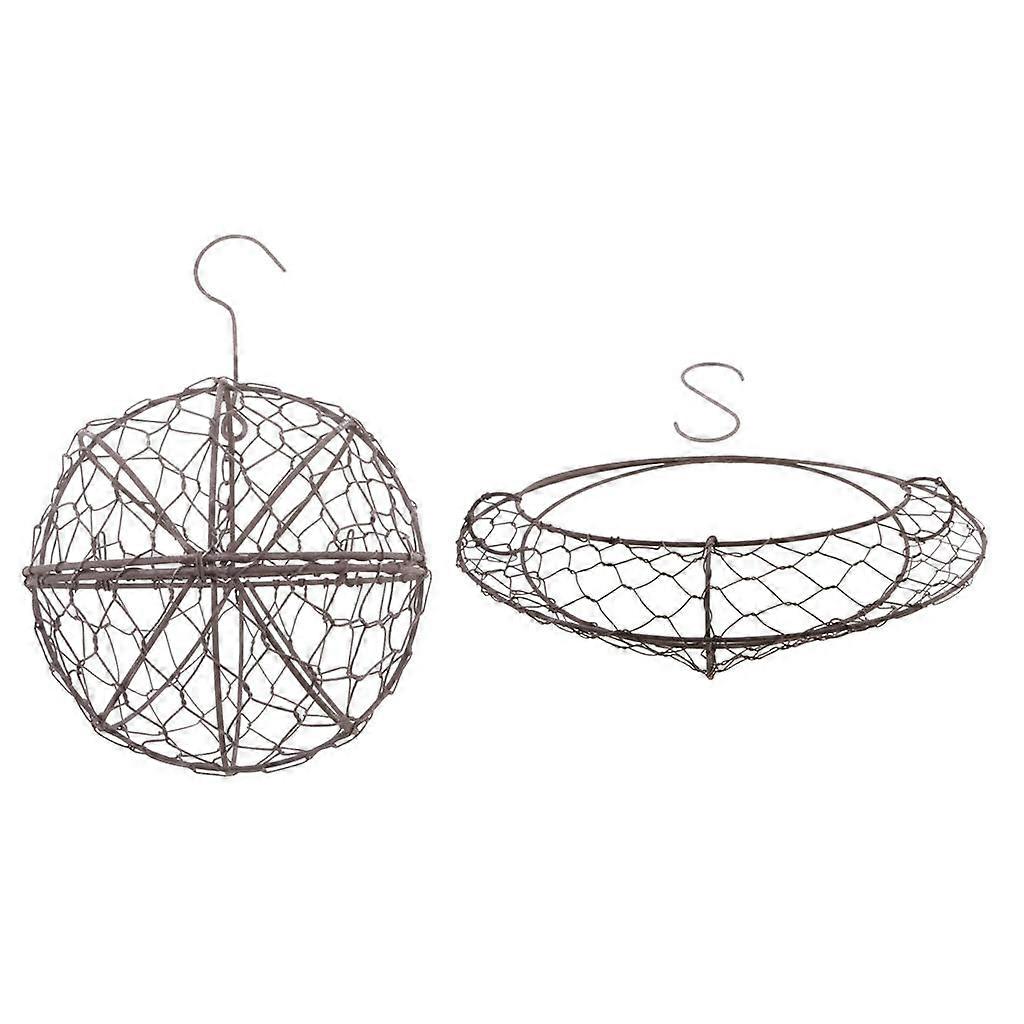 2pcs Rustic Romantic Iron Frame Circle Moon Shape Pot Hanging Pot