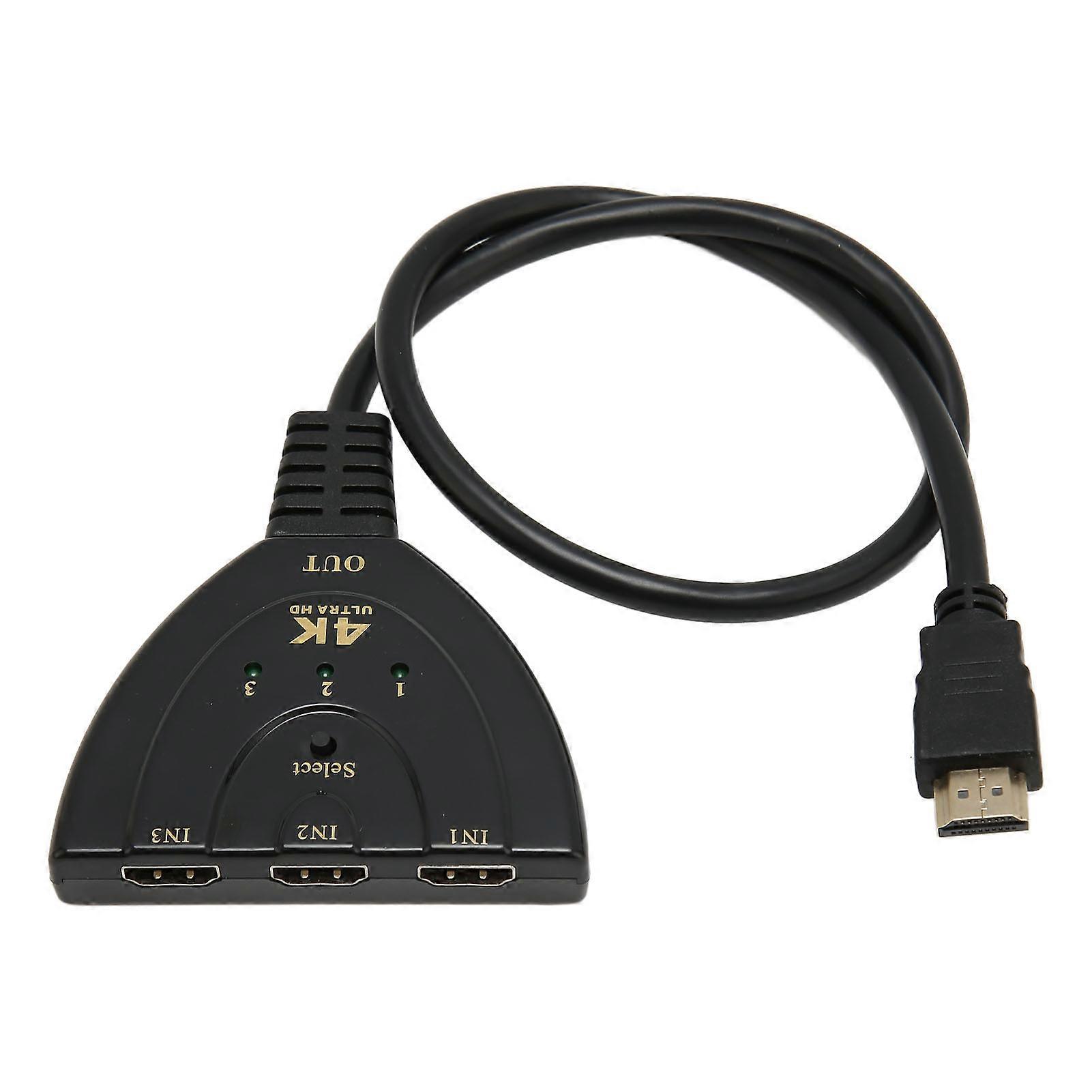 4K HD Switcher 3 in 1 Out 3 Port HD Multimedia Interface Hub Selector Xbox for PS5 HDTV PC