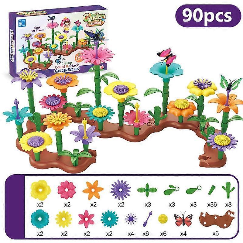 90pcs/set Children Intellectual Development DIY Assembly Flower Arrangement Toys