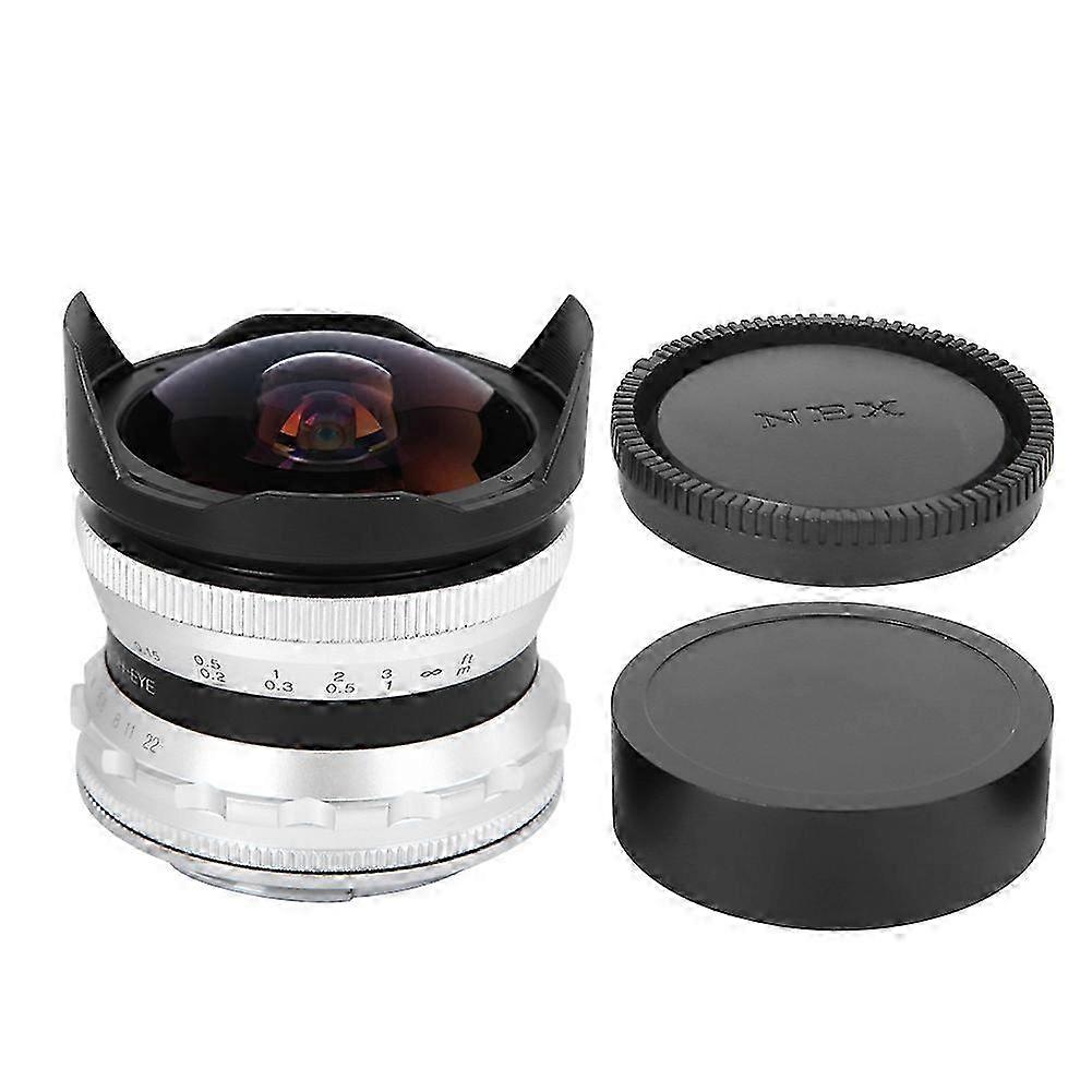 7.5Mm F2.8 Fisheye Mirrorless Camera Lens Optimize Imaging Brass Mount M4/3 Mounts For Olympus E M5 E M5ii E M10 E M10ii E M10iii(silver )