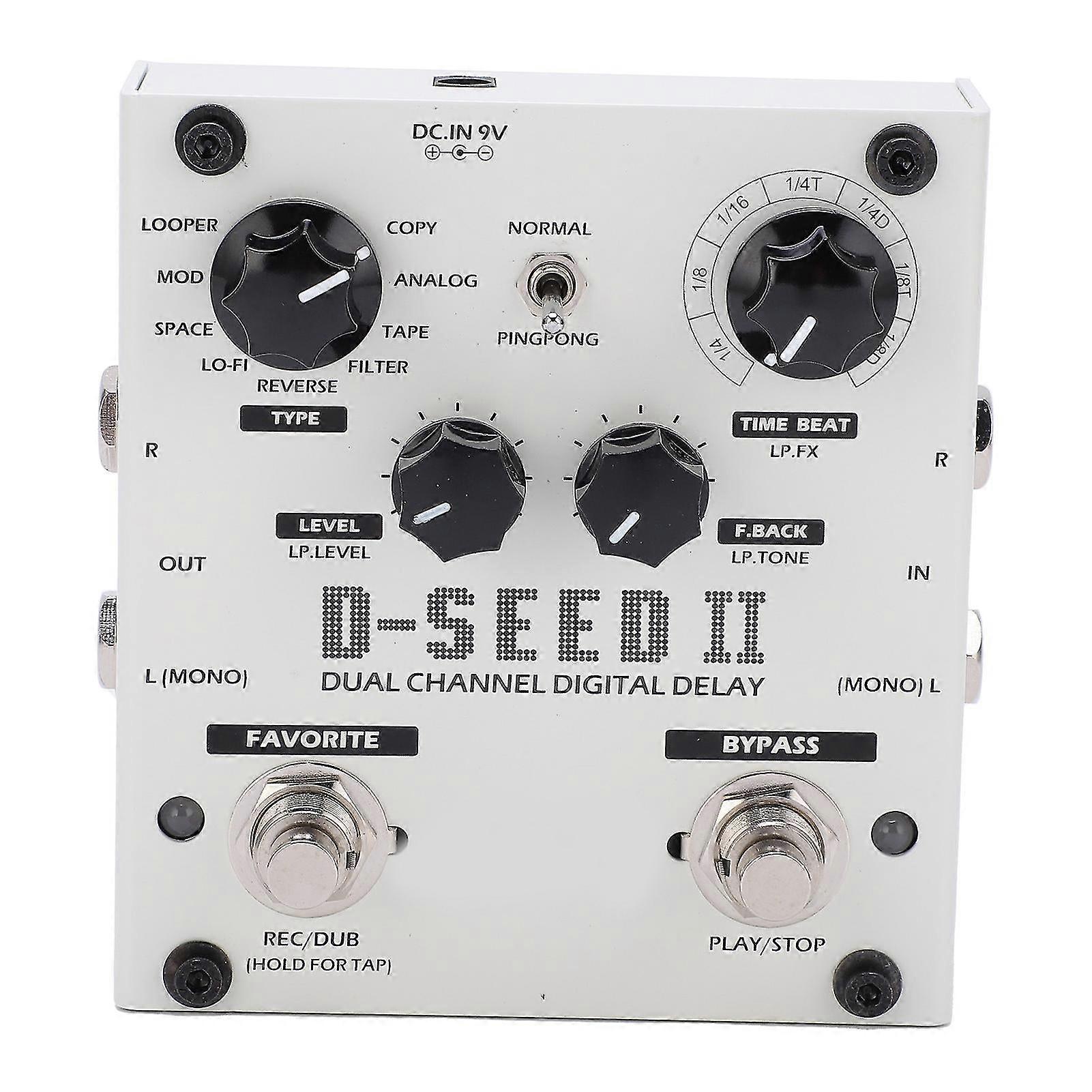 Delay Effect Stereo Dual Channel 8 Modes Loop Recording Digital Stompbox 2000ms Dc9v 220ma