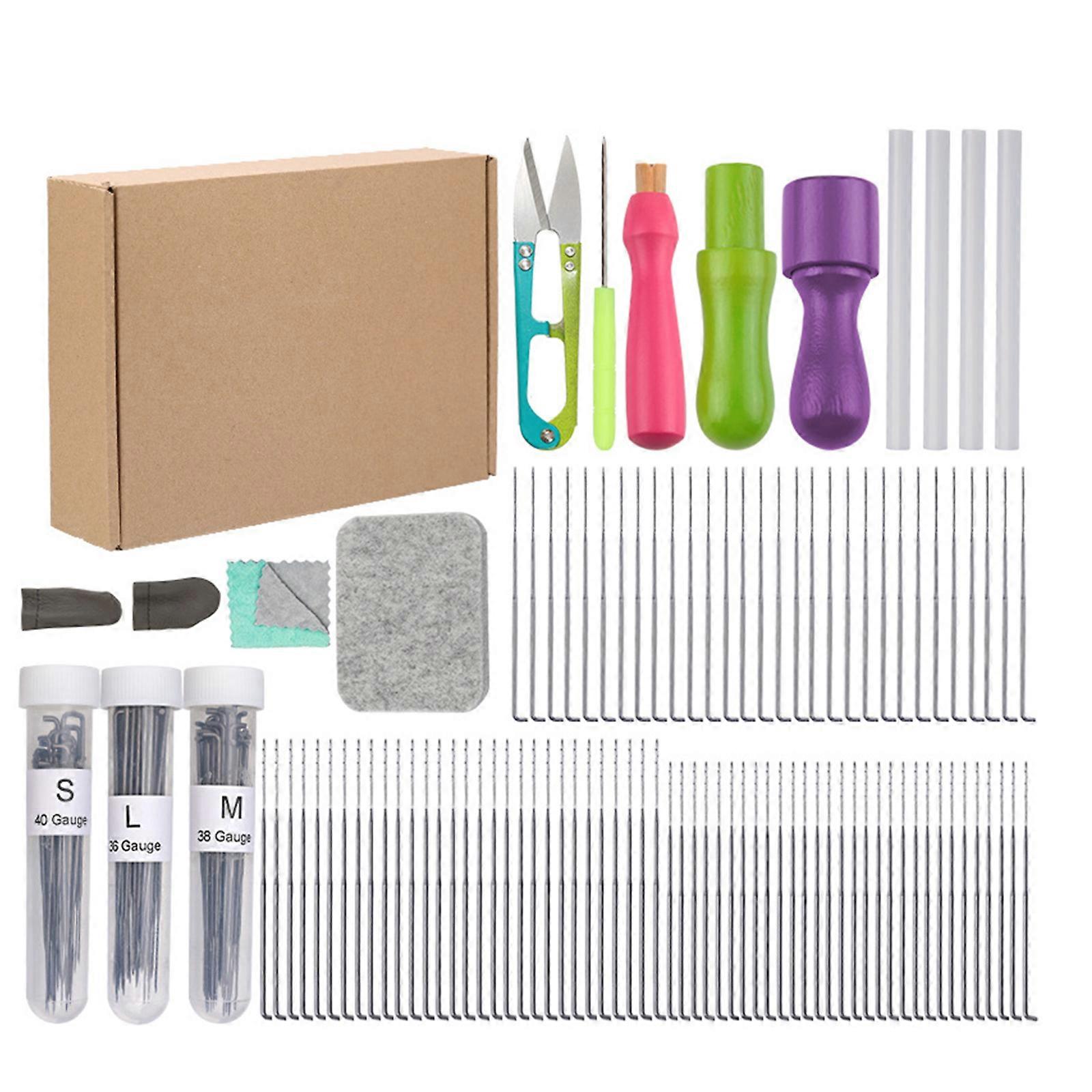 Needle Felting Tool for Felting Wool Project, with Wool Felting Needle, Wood Handle, Finger Cots, Needle Tubes and Case