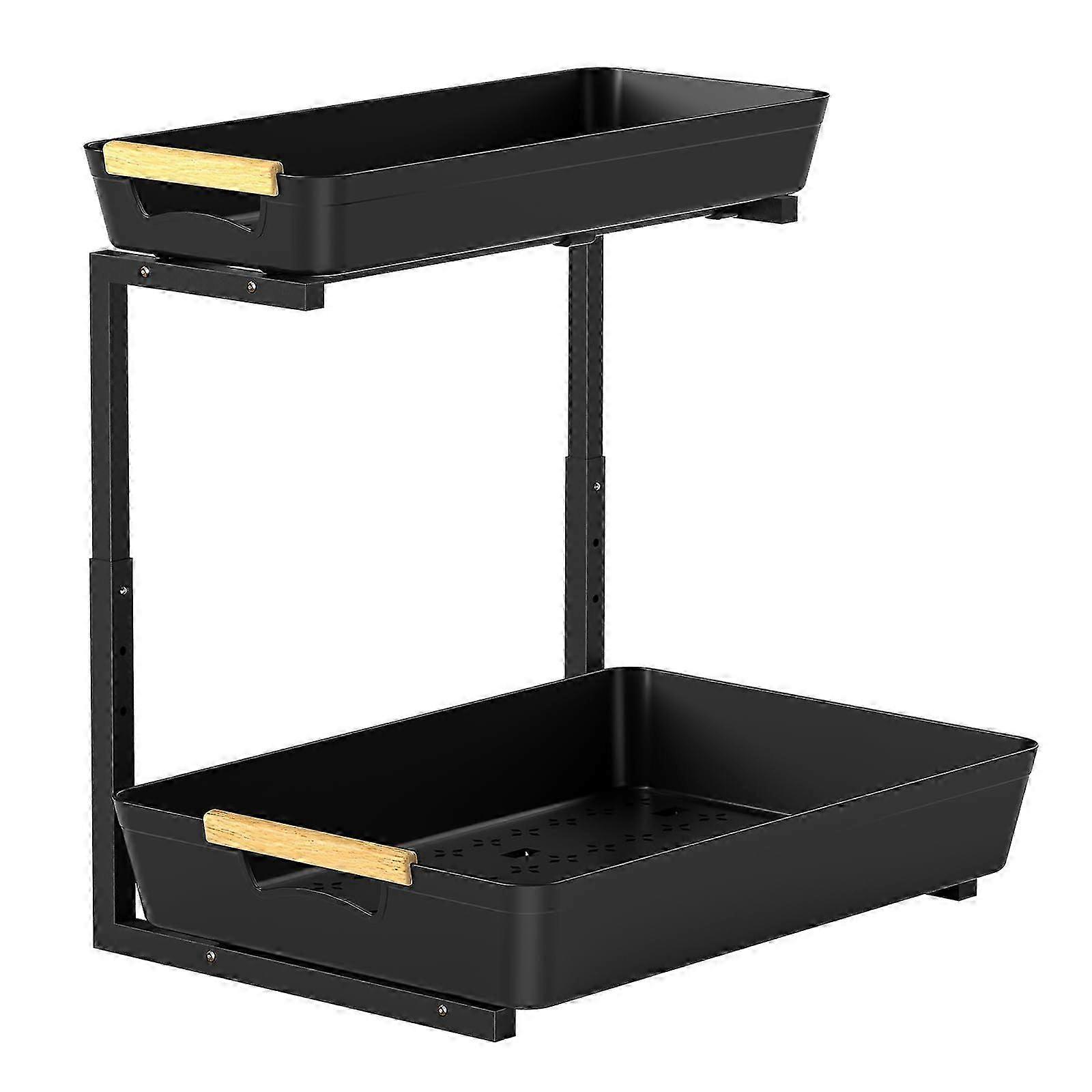 2-Tier Pull-Out Under Sink Organizer, Adjustable Height for Kitchen & Bathroom