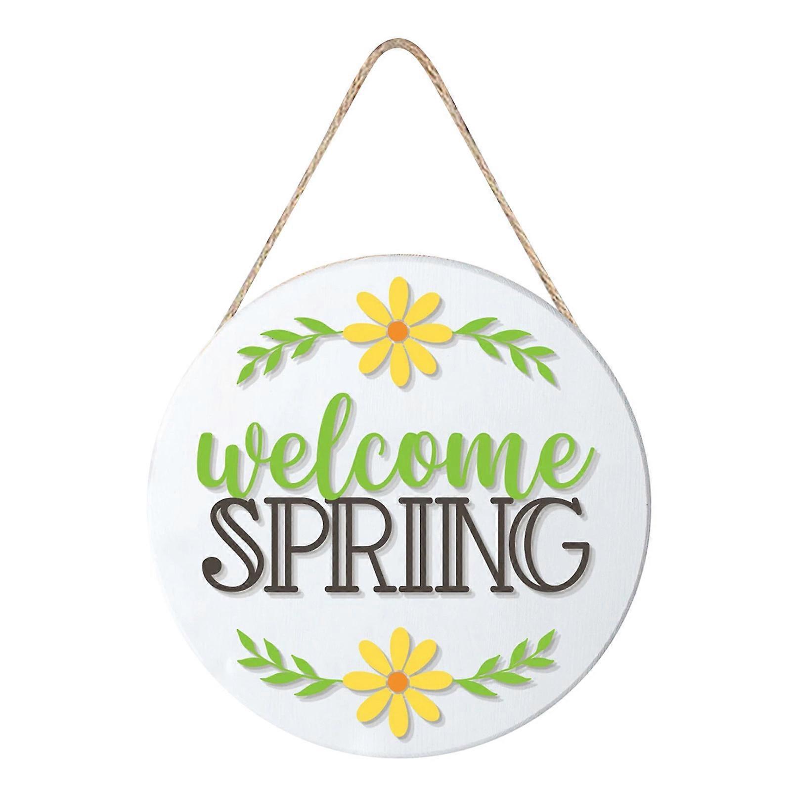Honeybee Festival Round Hello Spring Door Sign Hanging Welcome Multicolor