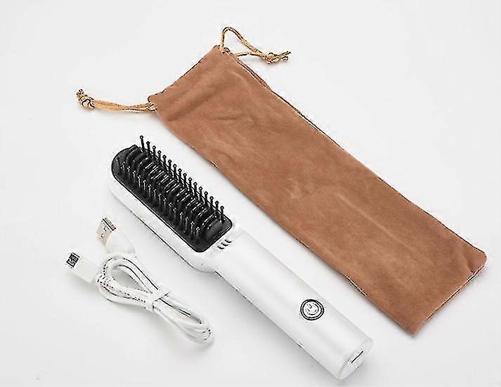 Cordless USB Beard Straightener, Mini Anti-Scald Styling Brush
