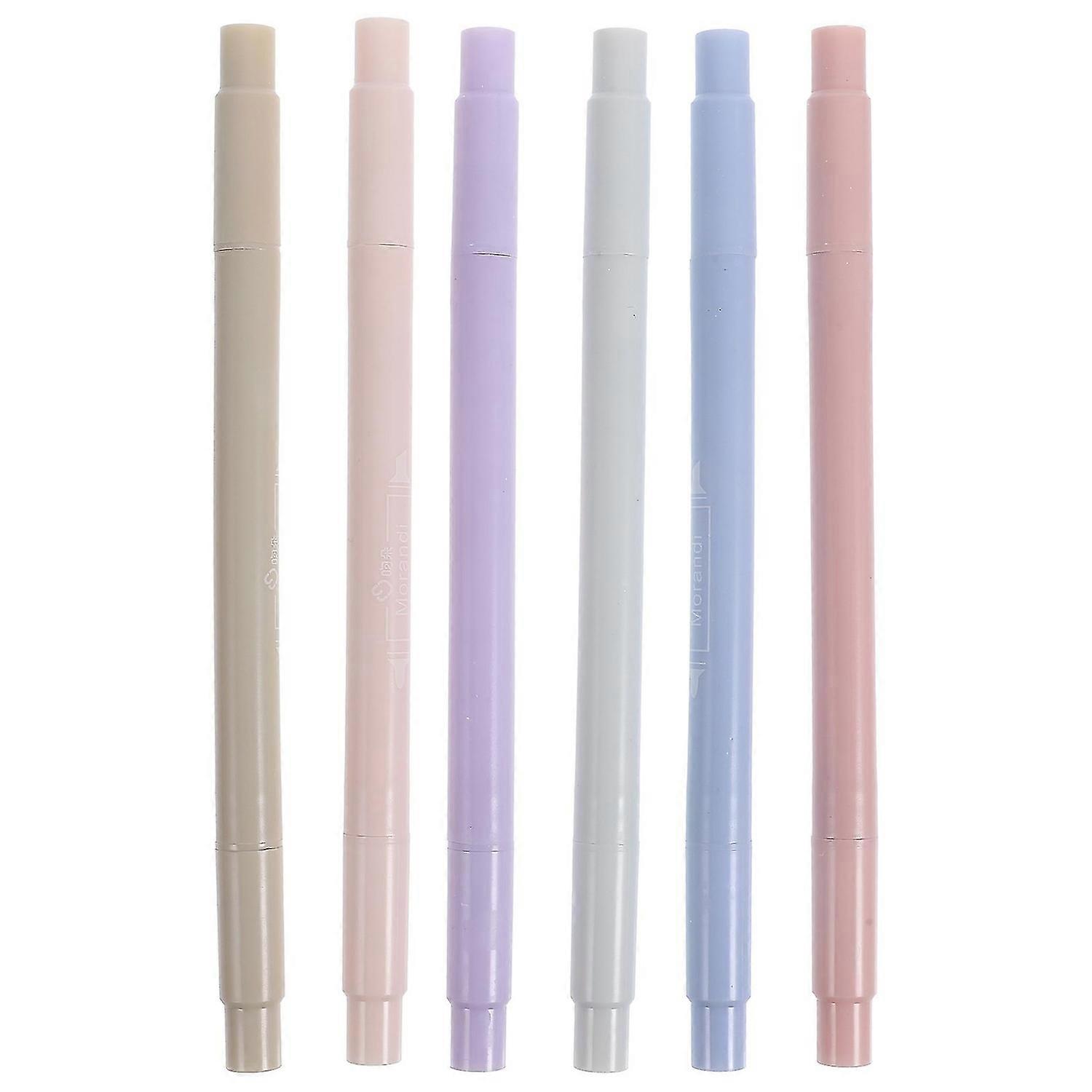 6pcs Book Marking Pens Dual Tips Highlighter Pens Convenient Markers Pens Lightweight Highlighters