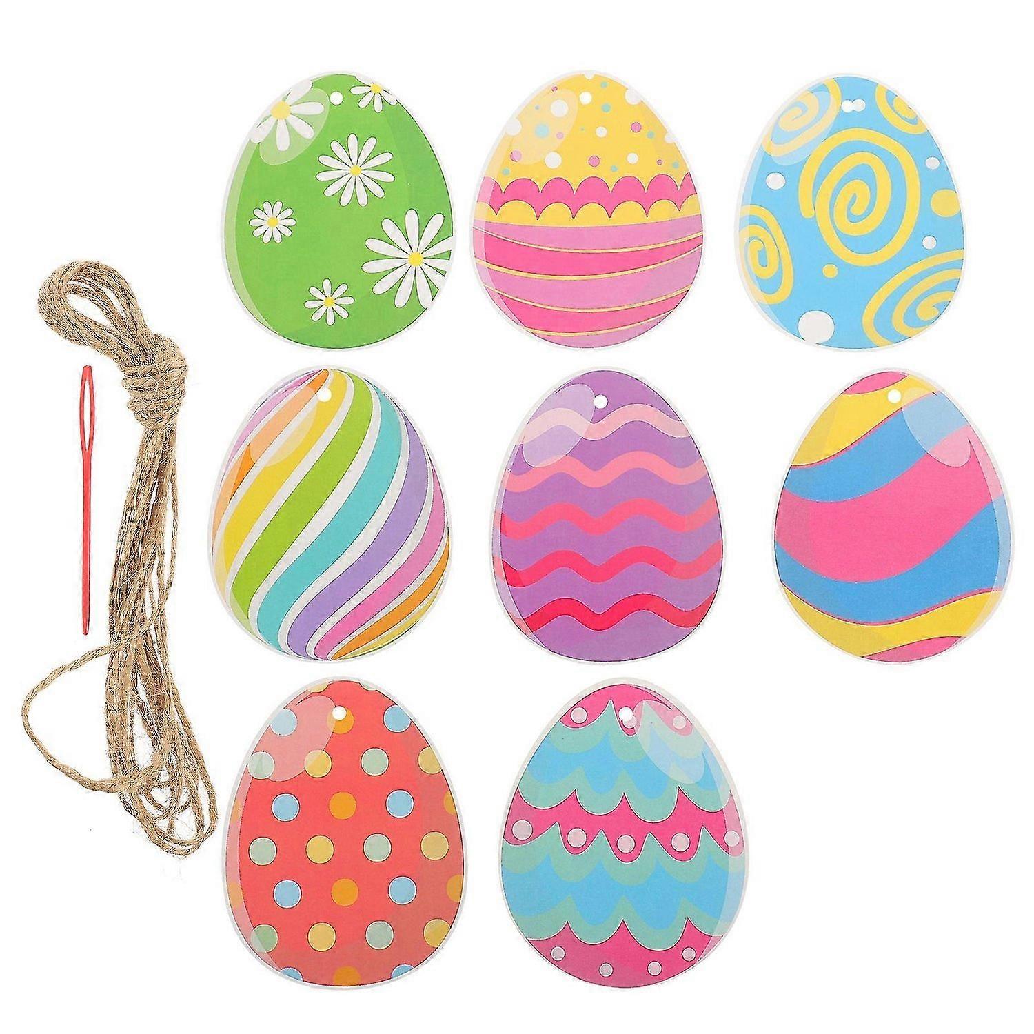 24pcs Easter Egg Paper Cards Ornaments Easter Egg Paper Tags Easter Party Hanging Decorations