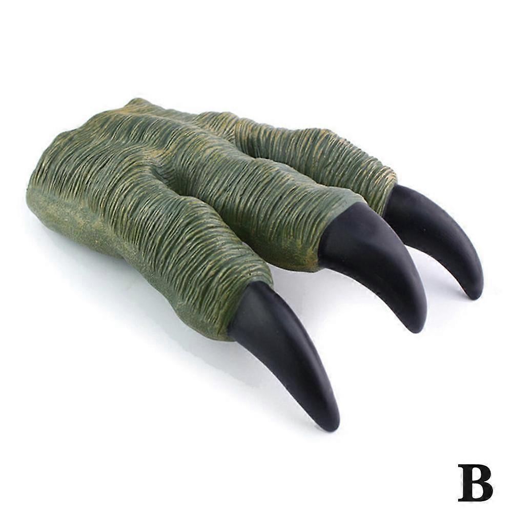Green (black sharp claws) (B)$Children's dinosaur hand puppet gloves TPR soft rubber toy simulation model Tyrannosaurus Rex hand claws boy toys