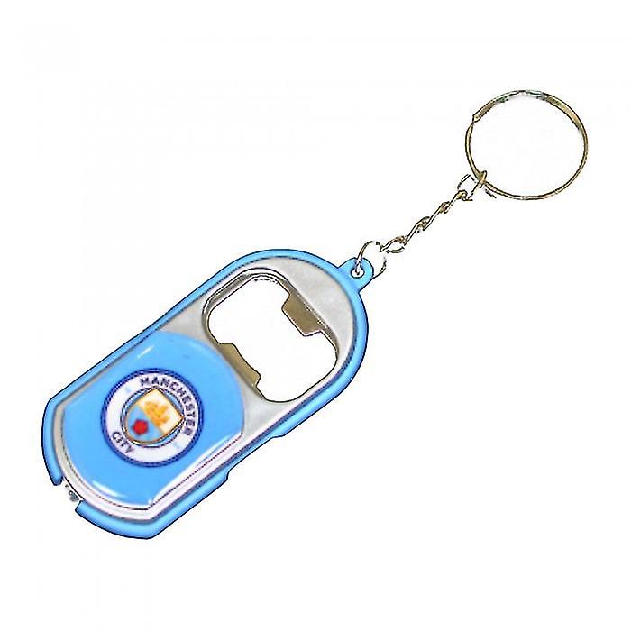Manchester City FC Official Crest Design Bottle Opener Keyring With Torch