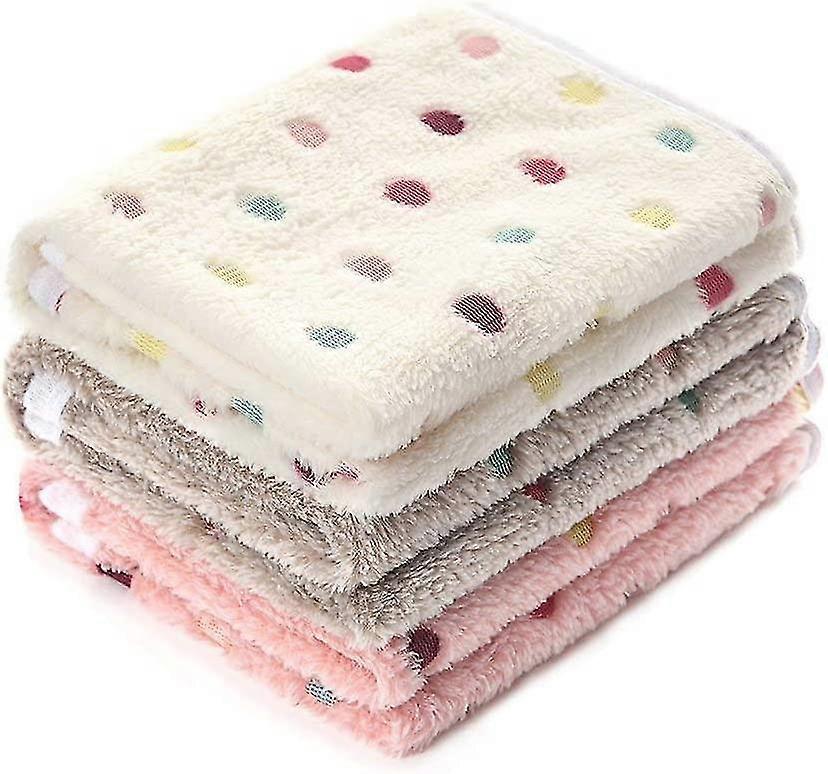 Soft Plush Pet Blanket 3-Piece Set Dots Design 60x40cm