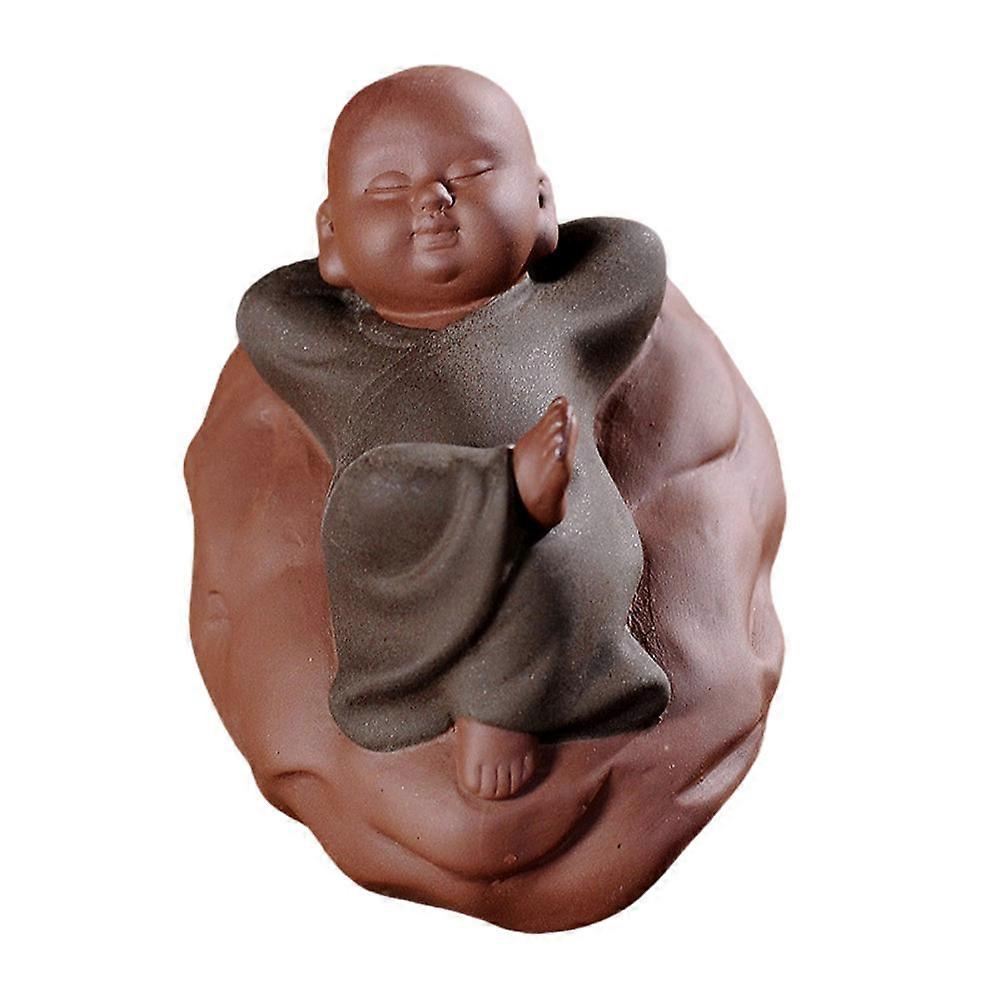 Home Mini Statue Figurine Sitting Buddha Model Zen Style Light Grey 7.5x8.5x6.5cm Decoration 1 Piece