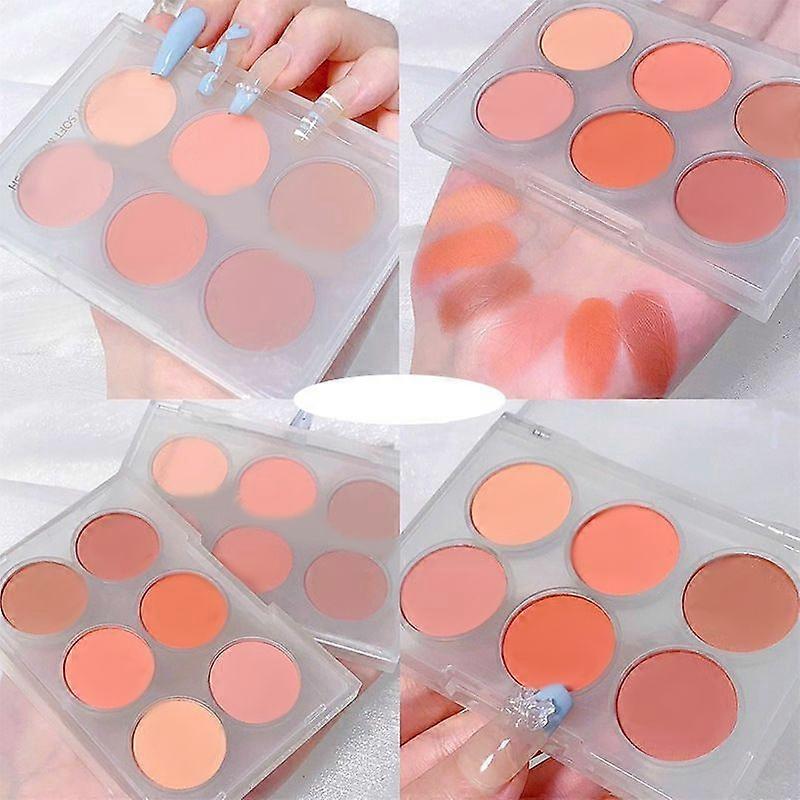 2025 Latest Model 6 Color Blush Palette Matte Powder Facial Contour Blush Pale...