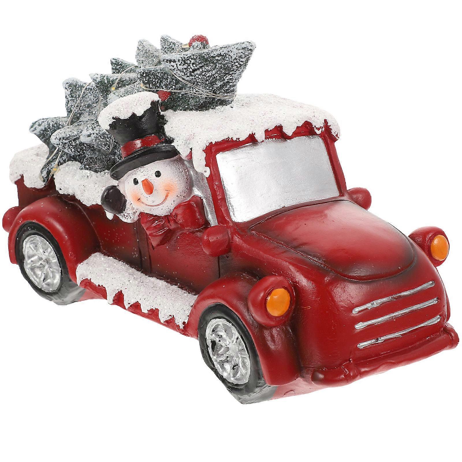 Red Truck Decor Christmas Decoration Led Lights Xmas present Resin Model Classic Design For Ornaments 1Pack
