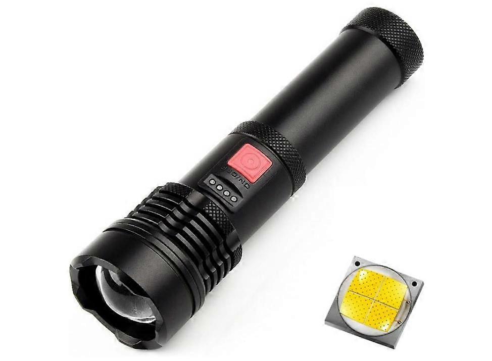 Flashlights, 6000 High Lumens LED Flashlight, Super Bright Tactical Handheld Flashlight, USB Fast Charge, 6 Modes, Zoomable(Black)