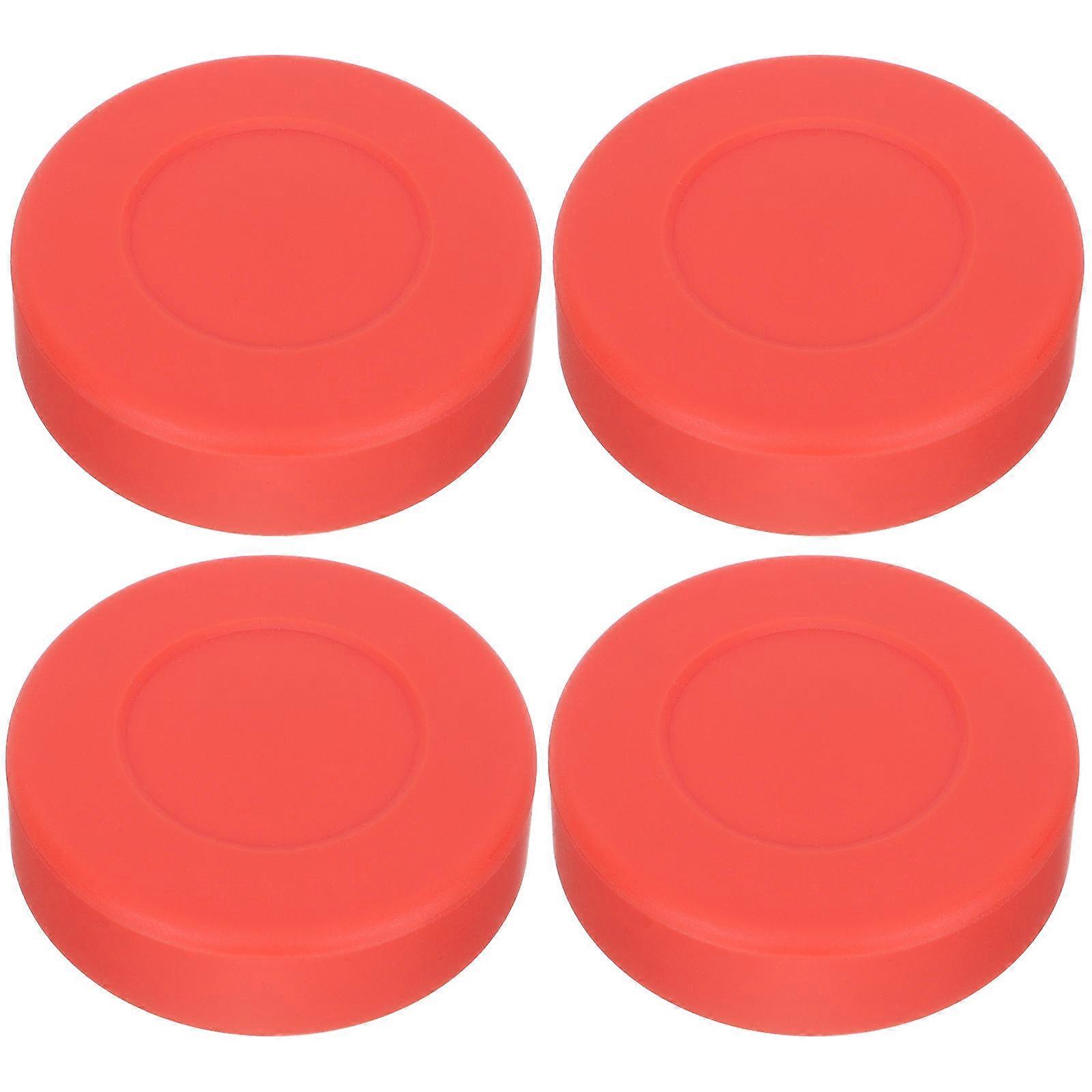 Solid Rubber Hockey Ice Hockey Pucks Smooth Surface Use Anti-Slip Texture Red 7x7cm 4Pcs