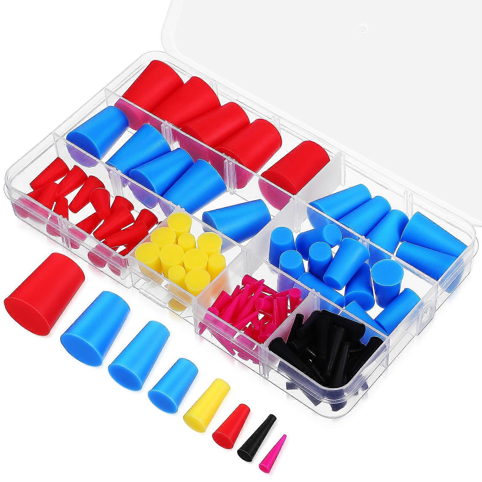 Silicone Tapered Plugs Bottle Stoppers 110pcs Set for Lab Industrial Use High Temperature Resistant Powder Coating Painting