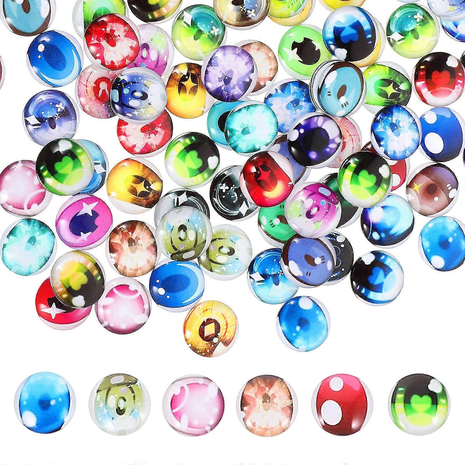 Toy Eyes Doll Making Eyeball Diy Crafts Assorted Color 2x2x0.2cm Colored Glaze Material 100Pack