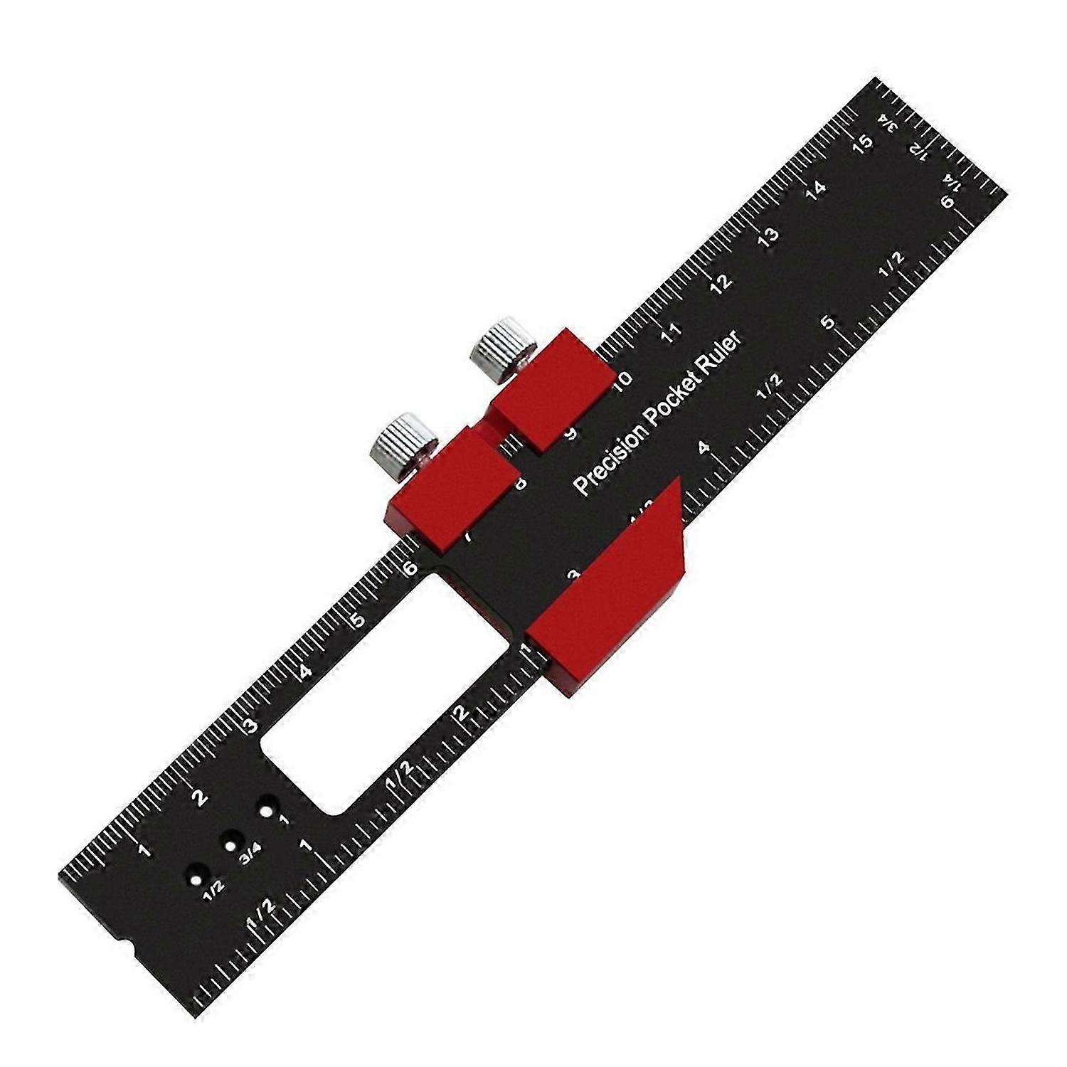 Woodworking Precision Pocket Ruler Aluminum Alloy Slide Ruler Inch & Metric T-Type Scribing Ruler Sq