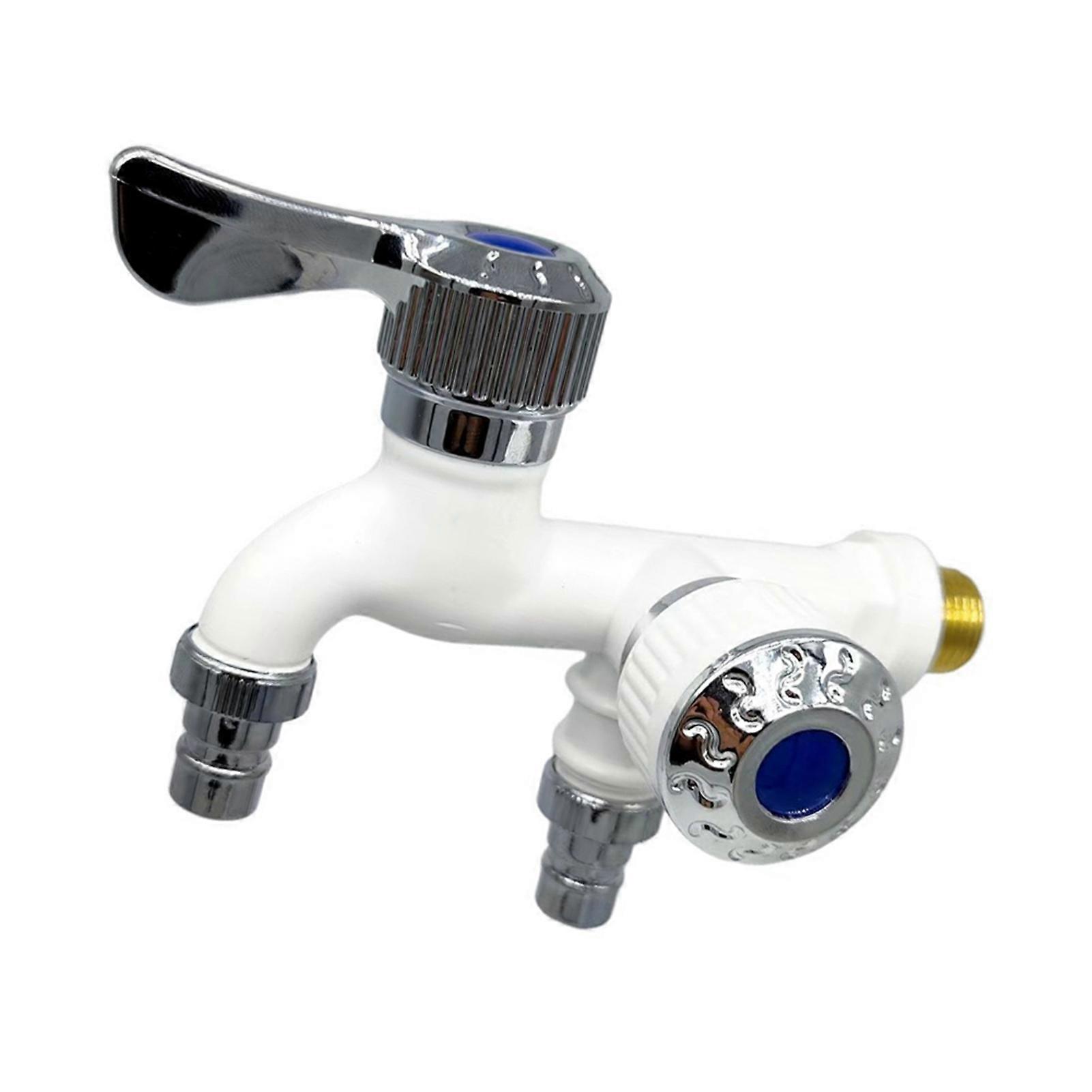 Washing Machine Faucet 1 in 2 Out Double Switches 1/2in Thread Multifunctional Faucet for Balcony Bathroom