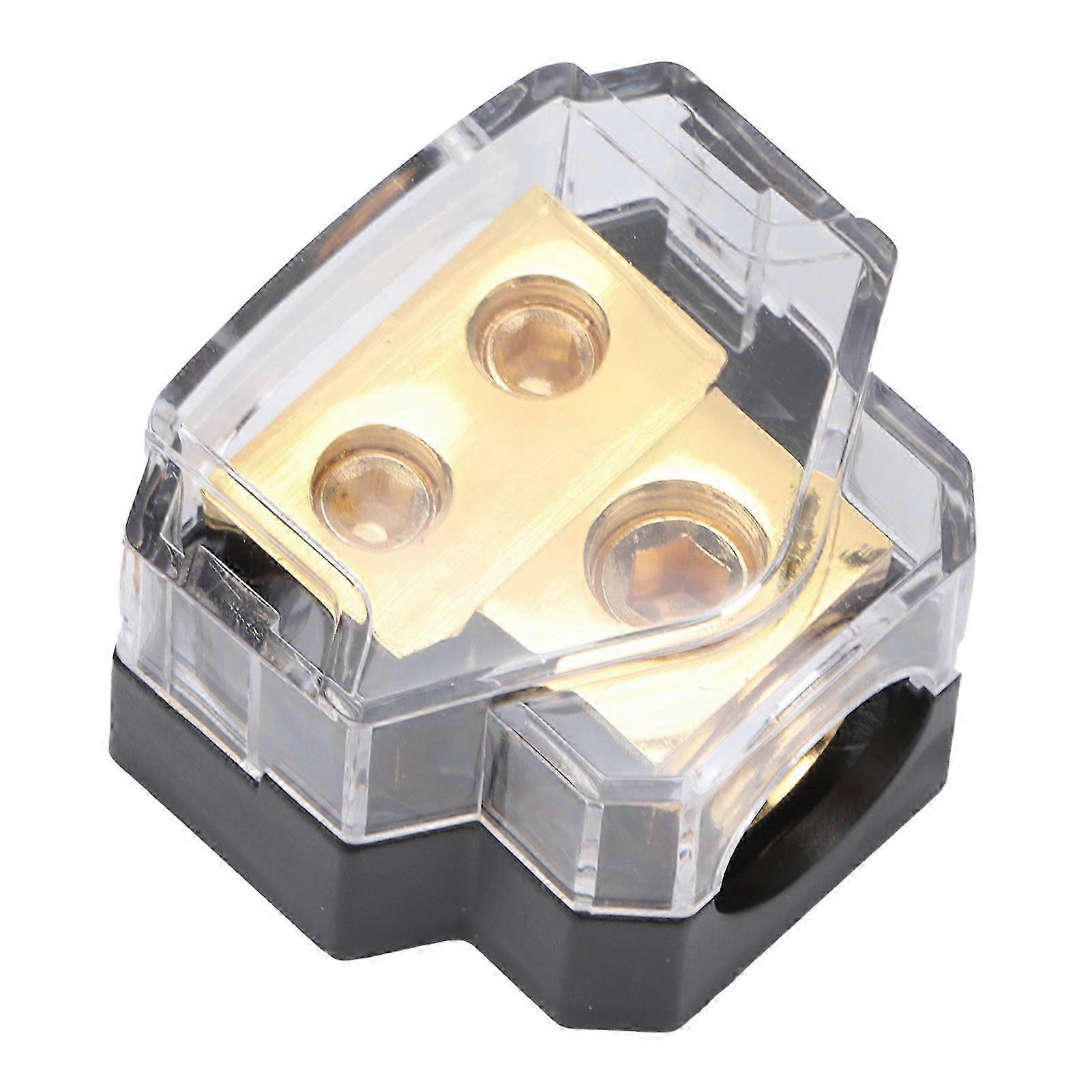 Power Distribution Block Fuse Holder for Amplifier Modification, Pure Copper, 1X2GA In and 2x4GA Out Compatibility