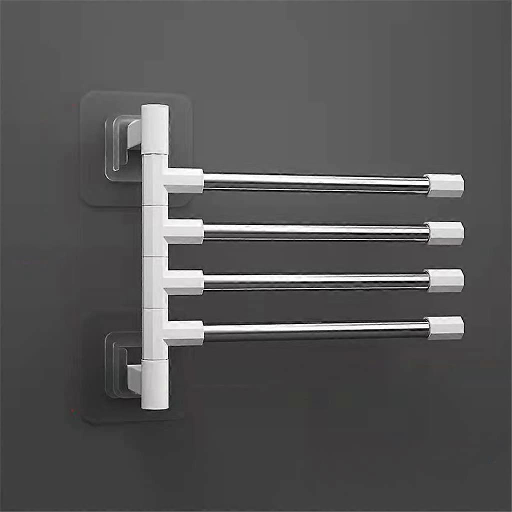 Bathroom Towel Rack Rotating 2/3/4/5 Bar Wall Mounted (Color: D)