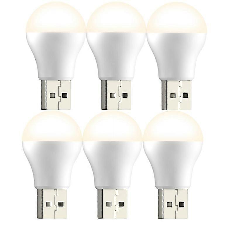 6x USB LED電球3WポータブルLEDランプ5Vブックライト省エネ緊急ランプ屋外キャンプライト屋内読書電球