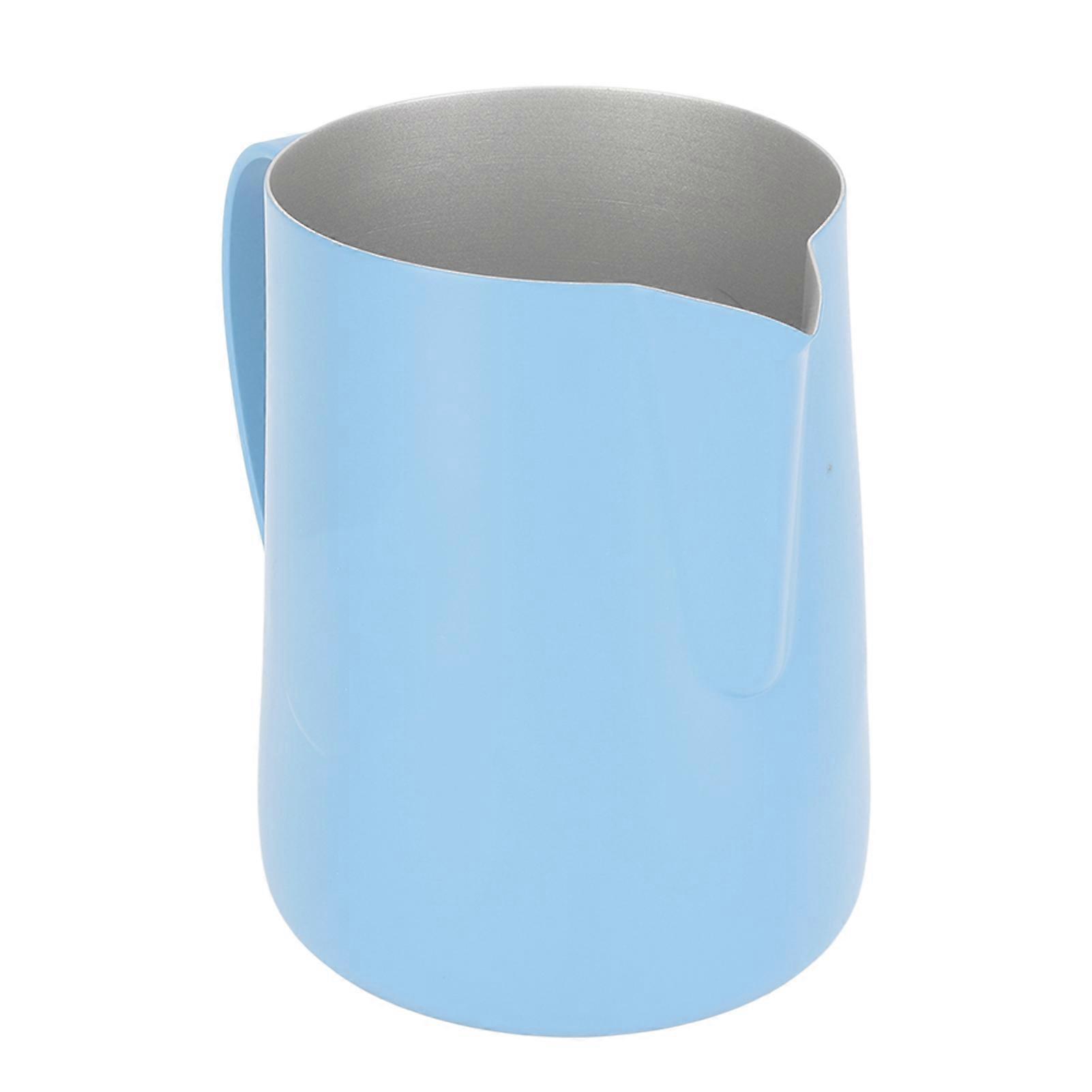 Coffee Latte Art Pitchers Bevel Design 450ml Stainless Steel Milk Frothing Pitcher for Coffee Milk Light Blue 