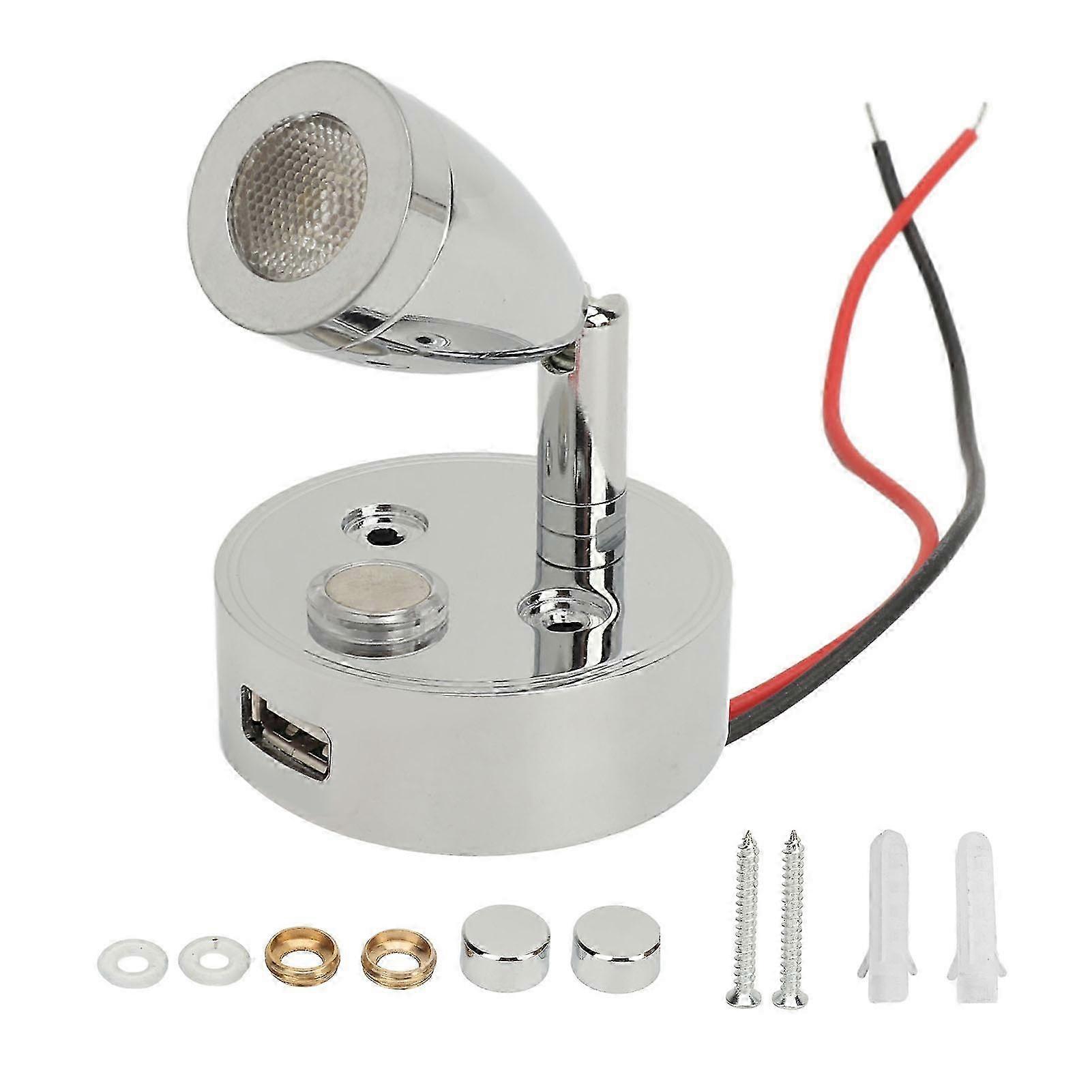 Adjustable Brightness Touch Control Reading Lamp for RVs, Boats, and Trucks - LED Bedside Book Light in Chrome