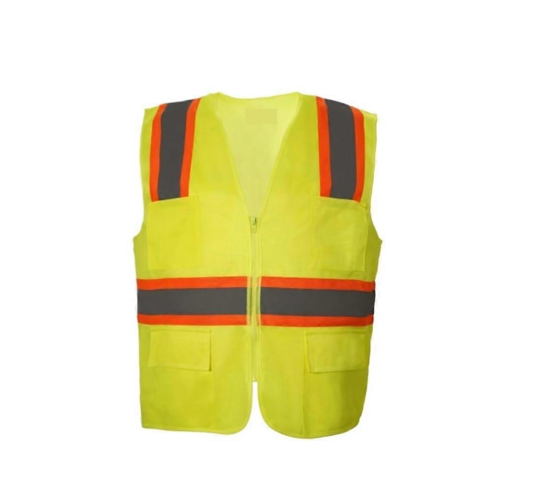 HiVis Vest, Unisex PeachShaped Mesh Knit Fabric Fluorescent Vest Reflective Vest Yellow