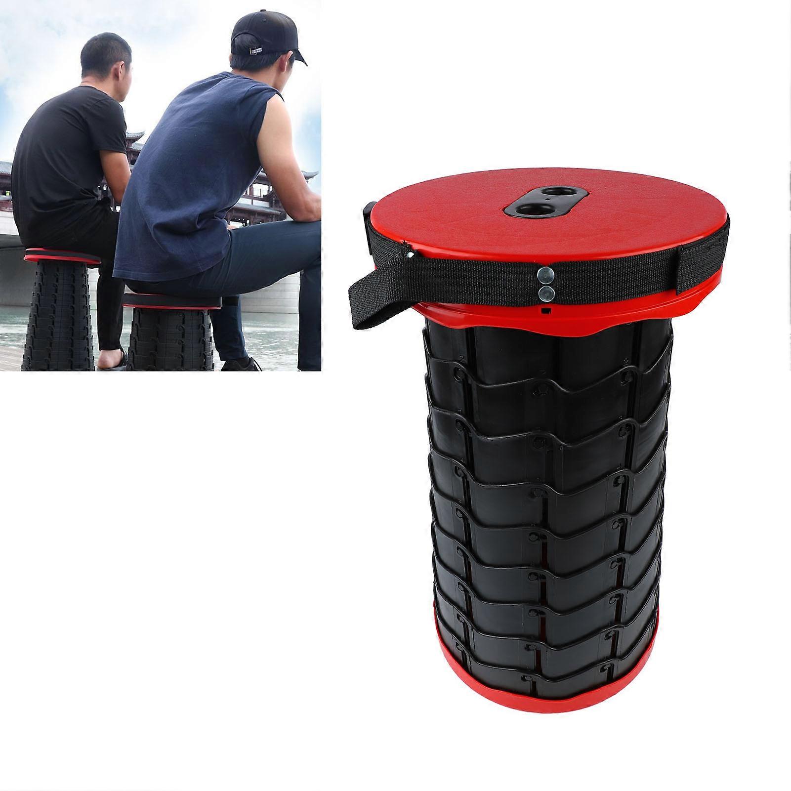 Portable Collapsible Telescopic Stool Folding Portable Retractable Stool for Fishing Red